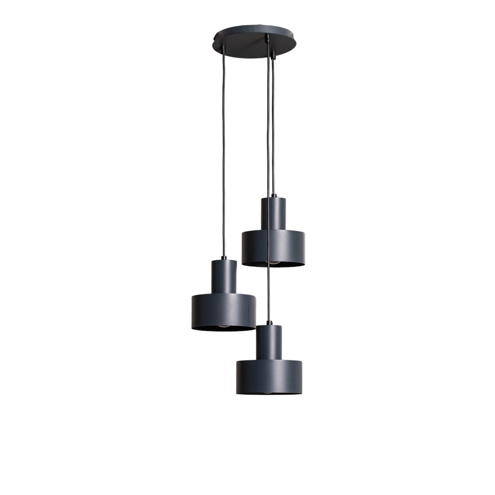 Hänglampa Rif 3, antracit, rund, 3 lampor, Ø 33 cm
