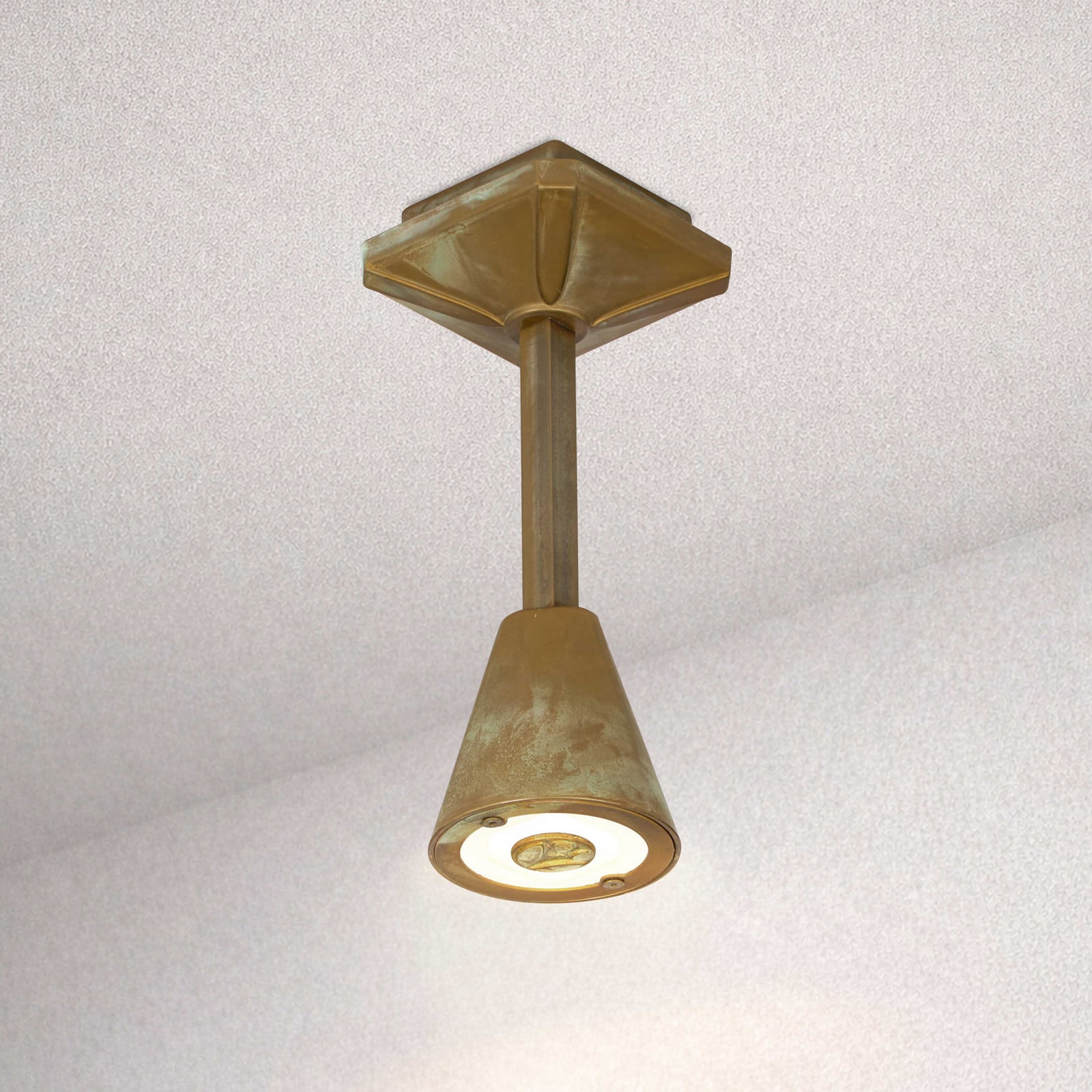 Moretti Luce Zunanja stropna LED-svetilka Silva Disk, višina 26 cm, starinsko medenina - Podeželska hiša / Rustikalna - starinski medenina