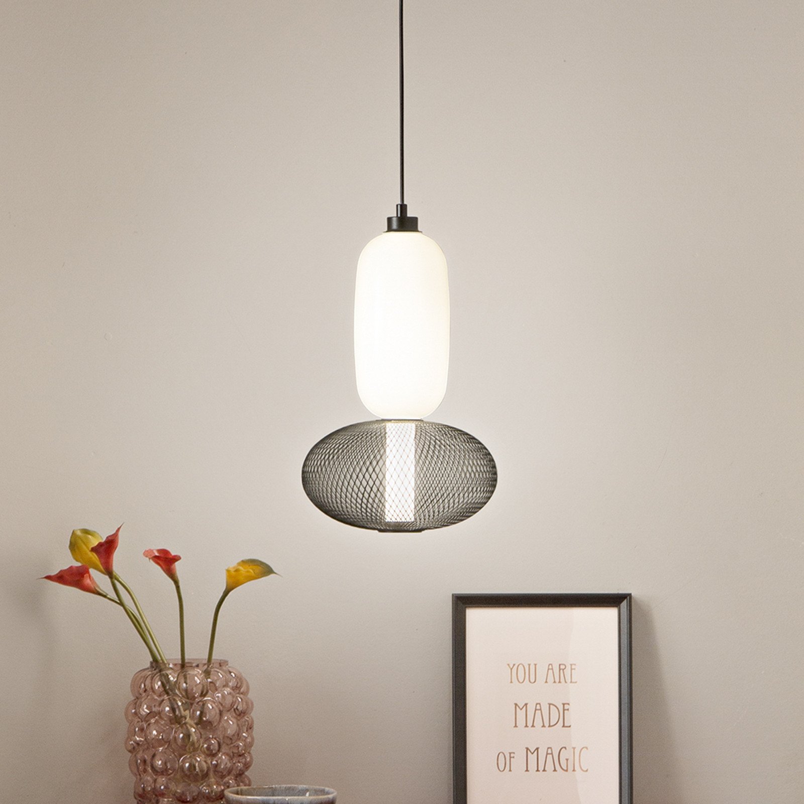 Luce Ambiente Design Lampă suspendată LED INKAS înălțime 90 cm negru sticlă/metal CCT - Camera de zi / sufragerie - negru alb
