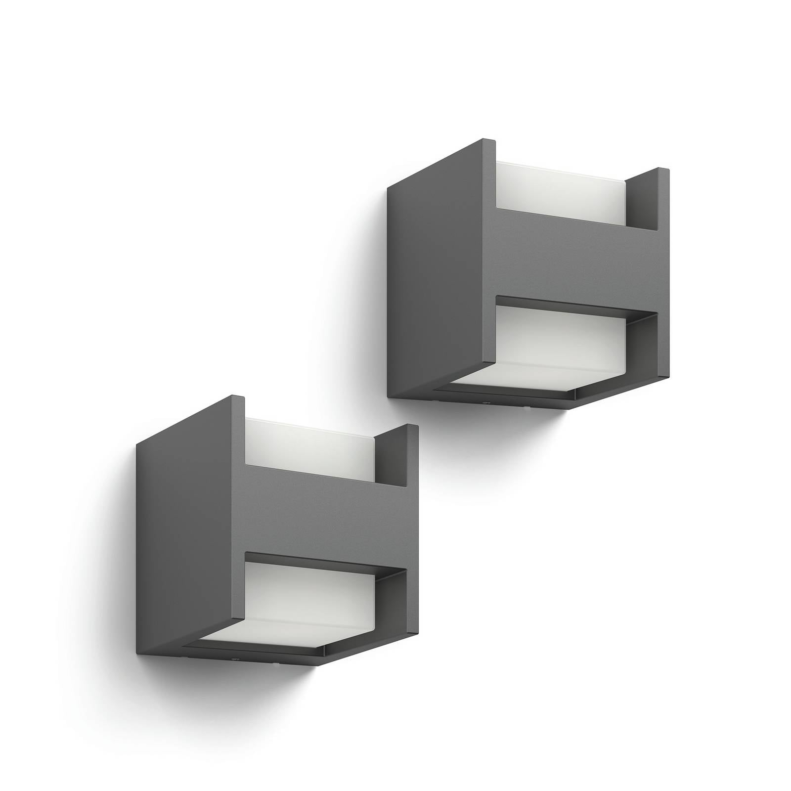 Philips LED-Außenwandlampe Arbour, 2-flg., 2er-Pack, 2.700 K