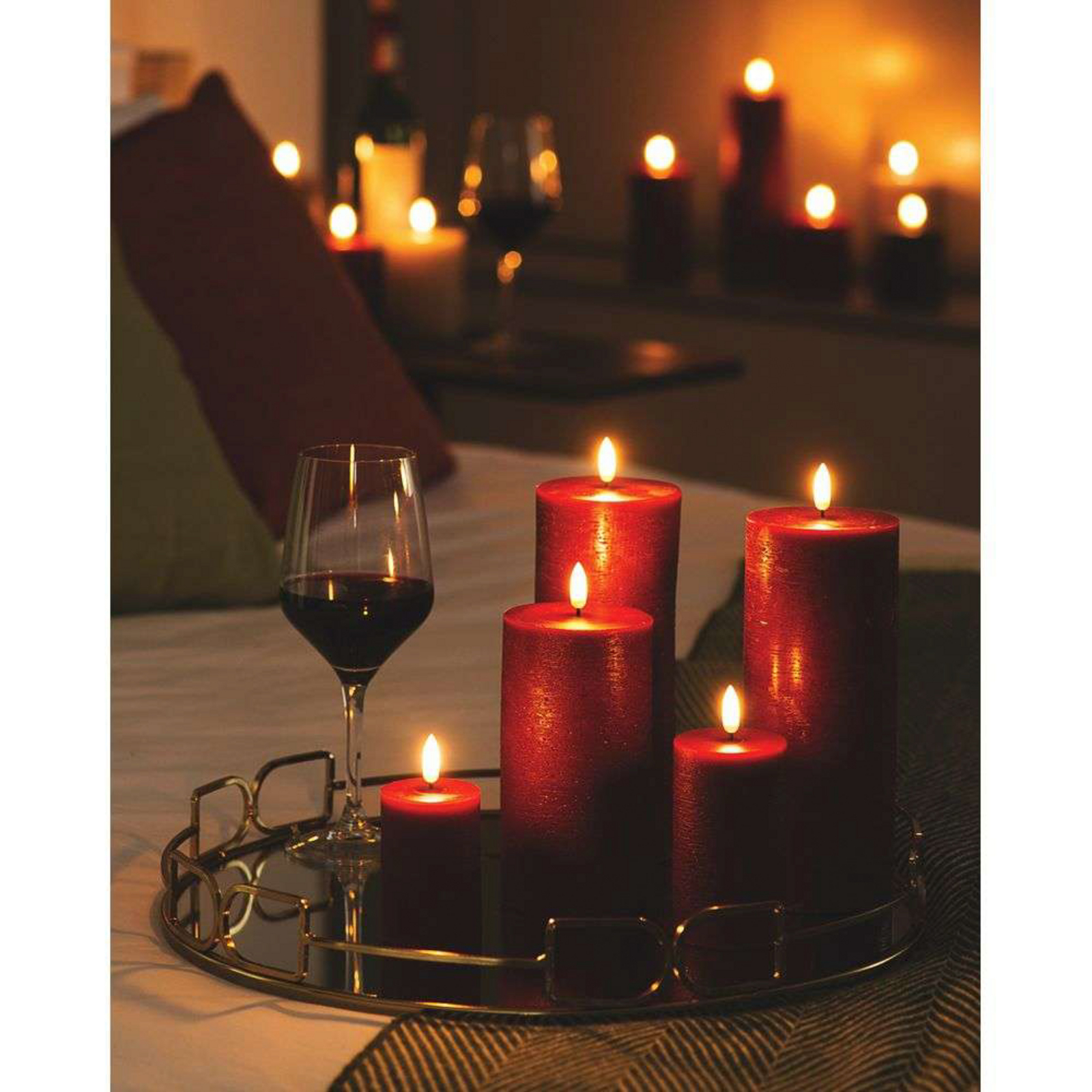 Pillar Candle LED 7,8 x 15,2 cm Rustic Carmine Red - Uyuni Lighting