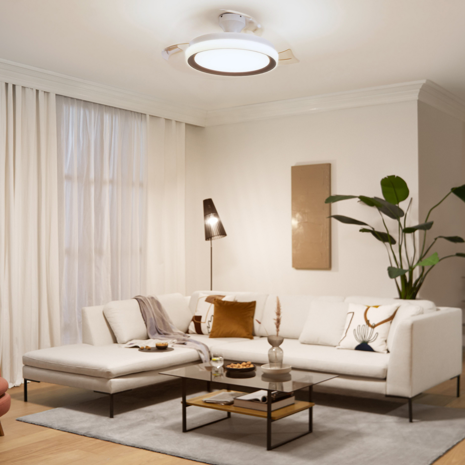 Wentylator sufitowy LED Philips Bliss, złoto-biały, cichy, CCT