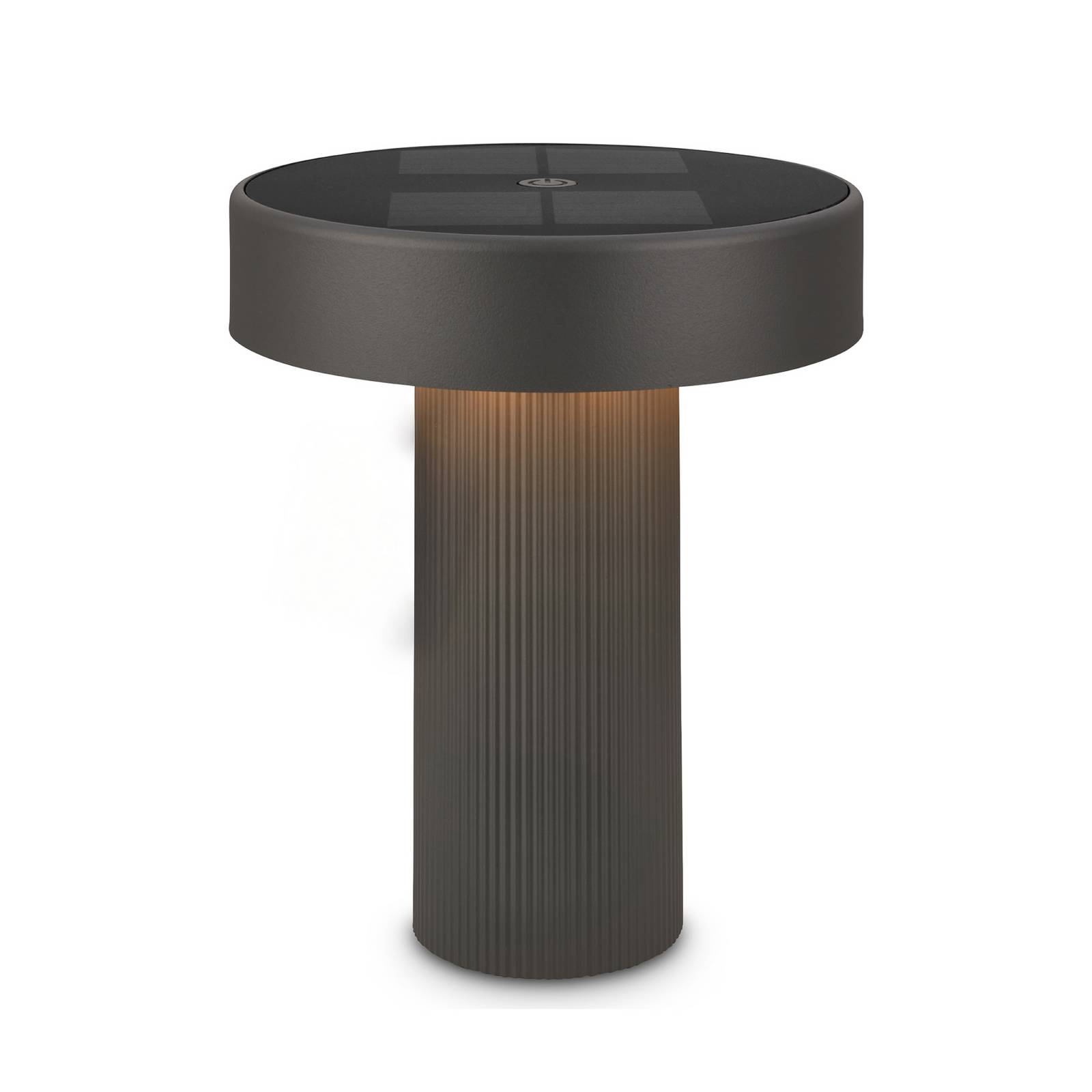 LED-Akku-Solar-Tischlampe Poga, anthrazit, Kunststoff, IP44