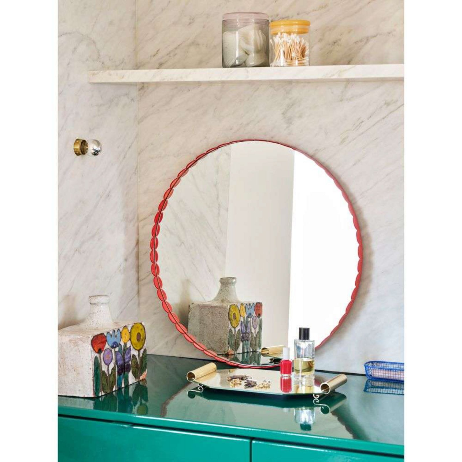 Arcs Mirror Round Red - HAY