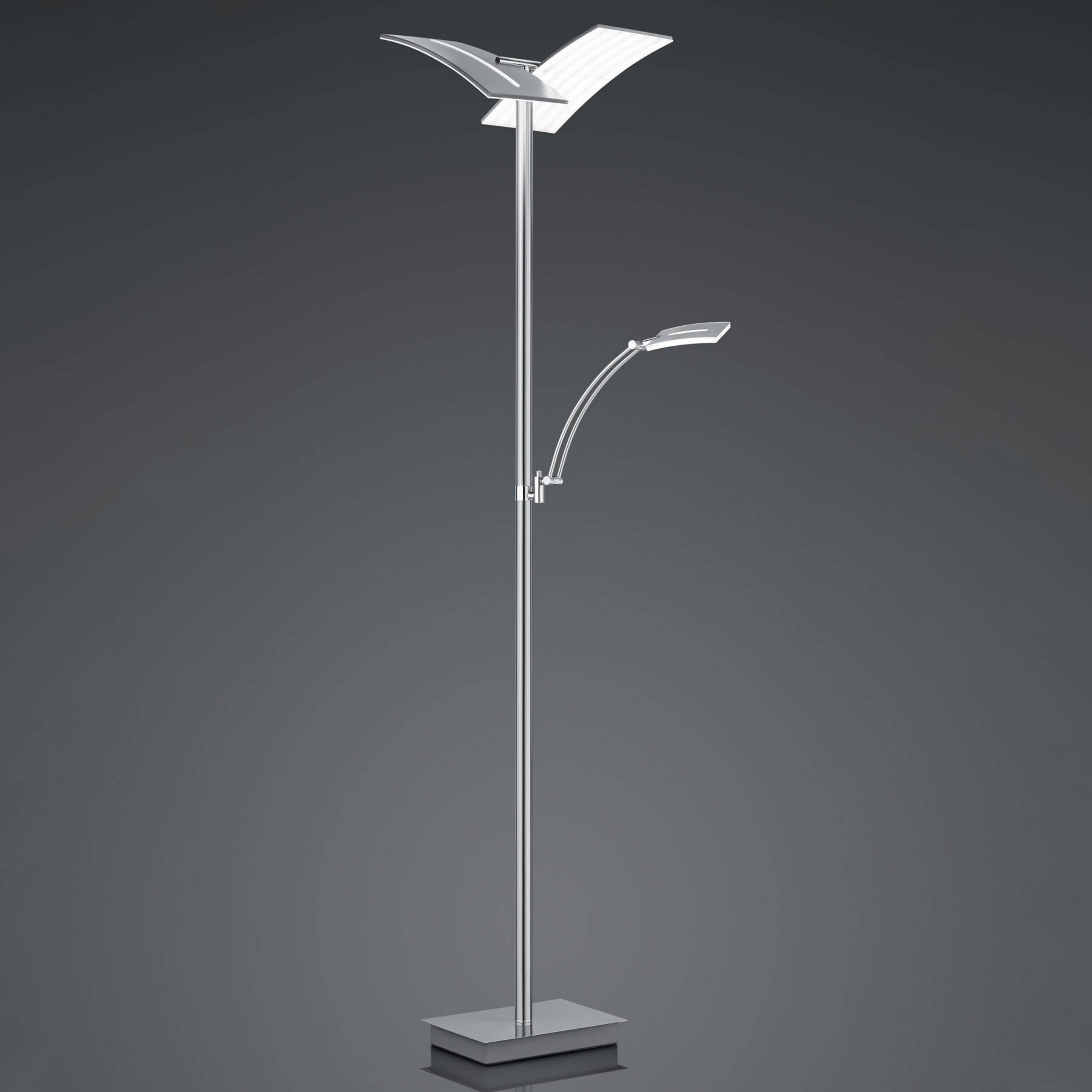 LED-golvlampa Dual med läslampa, nickel