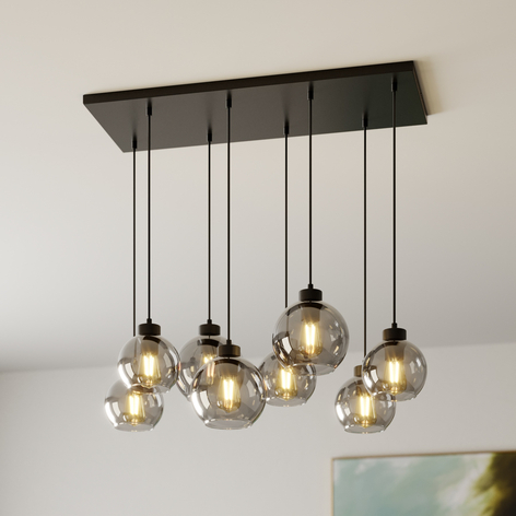 Lampa wisząca Cubus, 8-punktowa, grafitowa