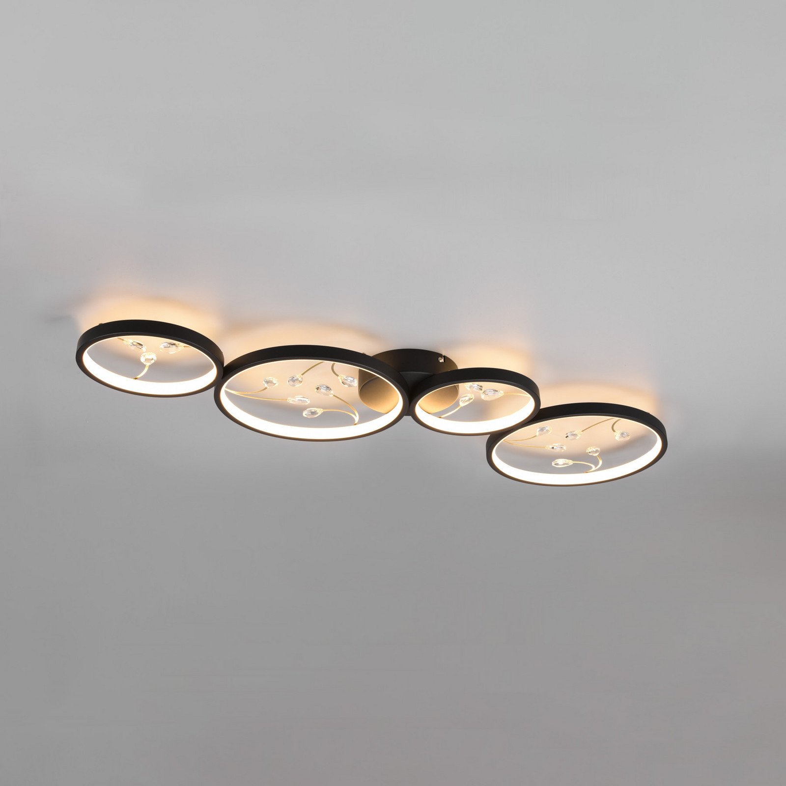 Trio Lighting Plafonieră cu LED-uri Groovy cu patru lumini negru 3.000K - Camera de zi / sufragerie - Metal