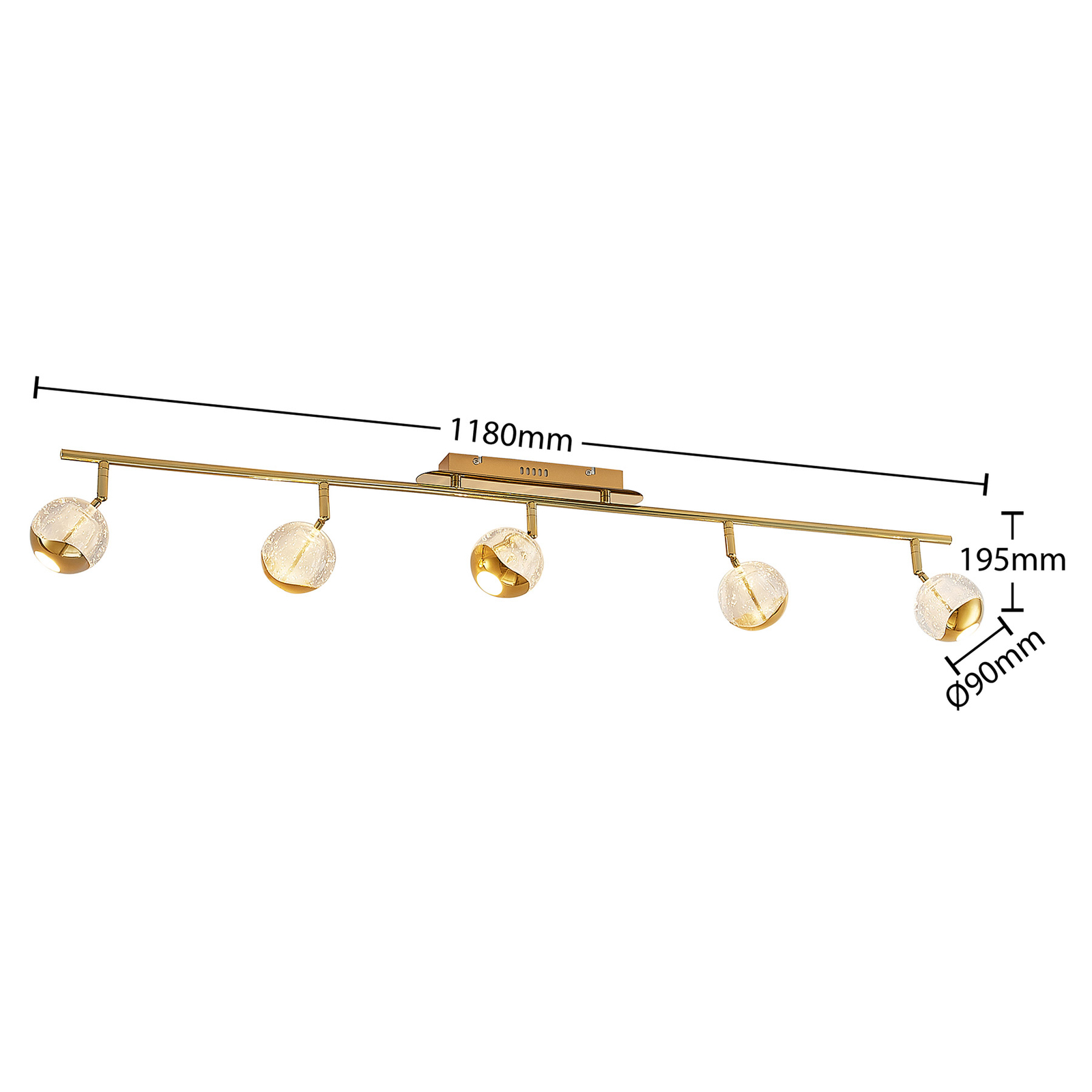Lucande Kilio LED-takspot, 5 lyskilder, gull