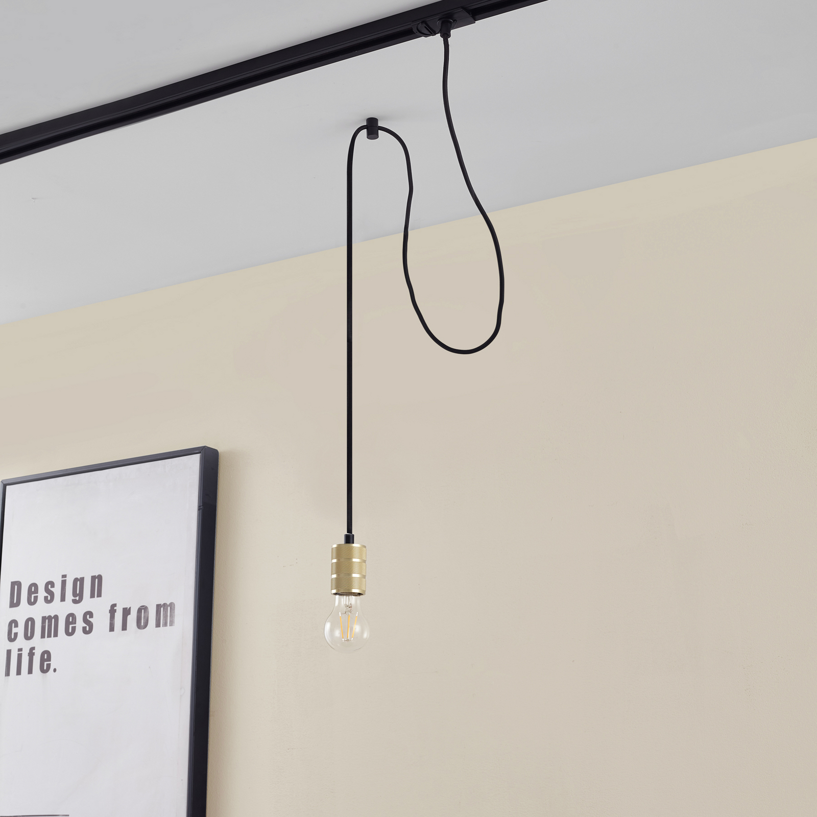 Lindby hanging light Linaro, Ø 4.6 cm, gold, single-phase, E27