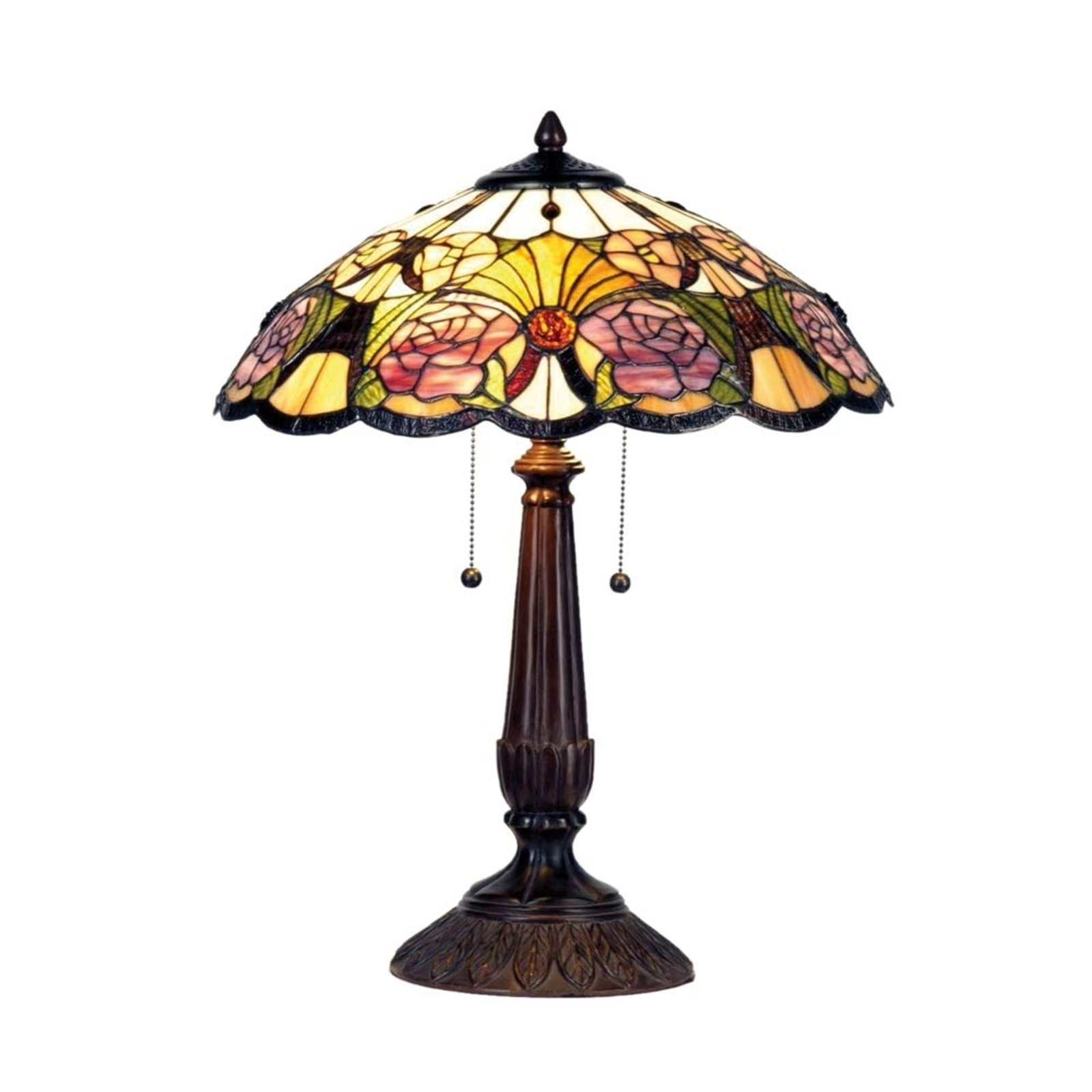 Blomstrende bordlampe Rose i Tiffany-stil