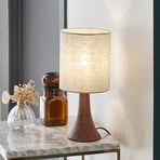 Tischlampe Arto, dunkelbraun/weiß, Höhe 32 cm, Metall/Leinen