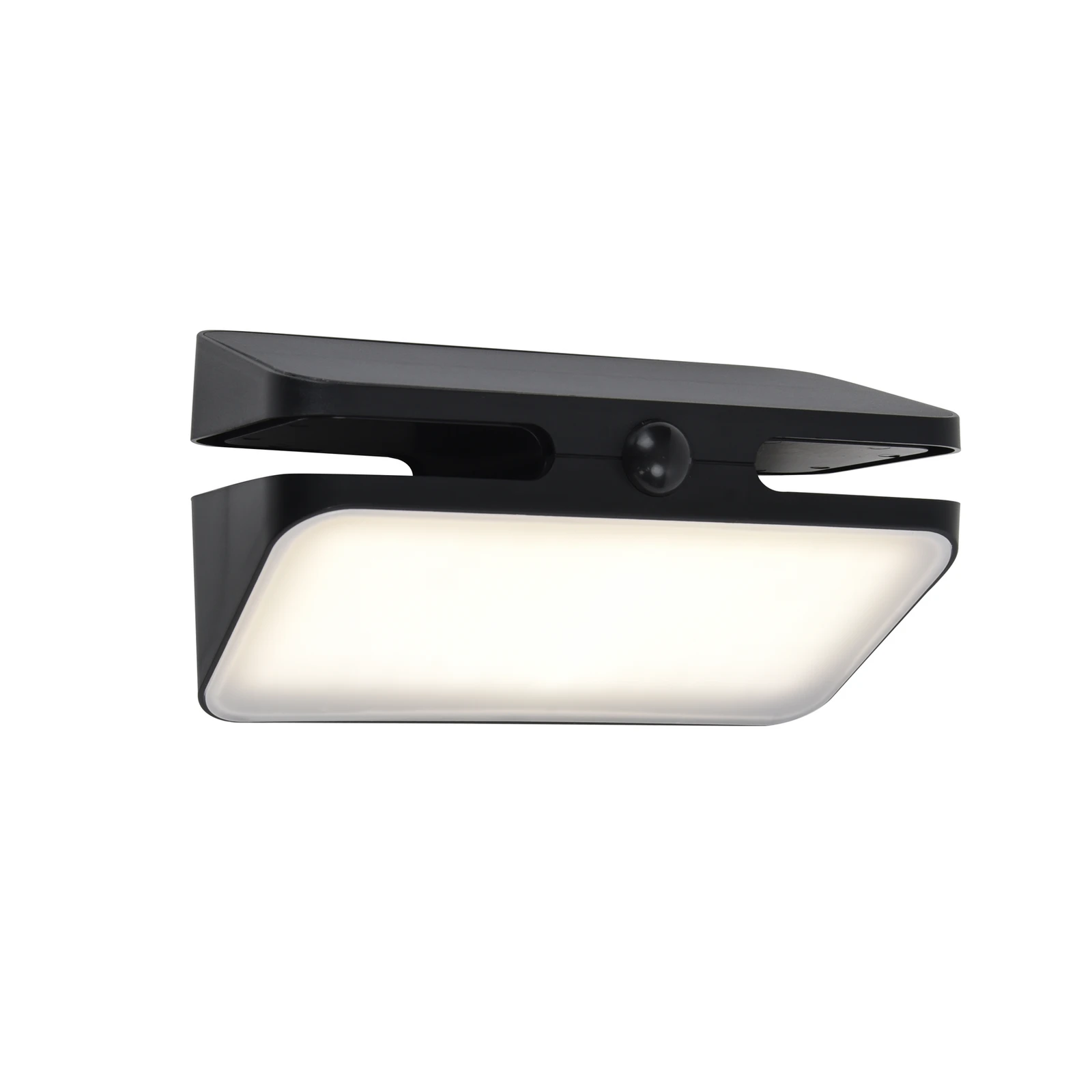 LED saules enerģijas āra sienas lampa AERO, melna, 21 cm, ar sensoru, IP54