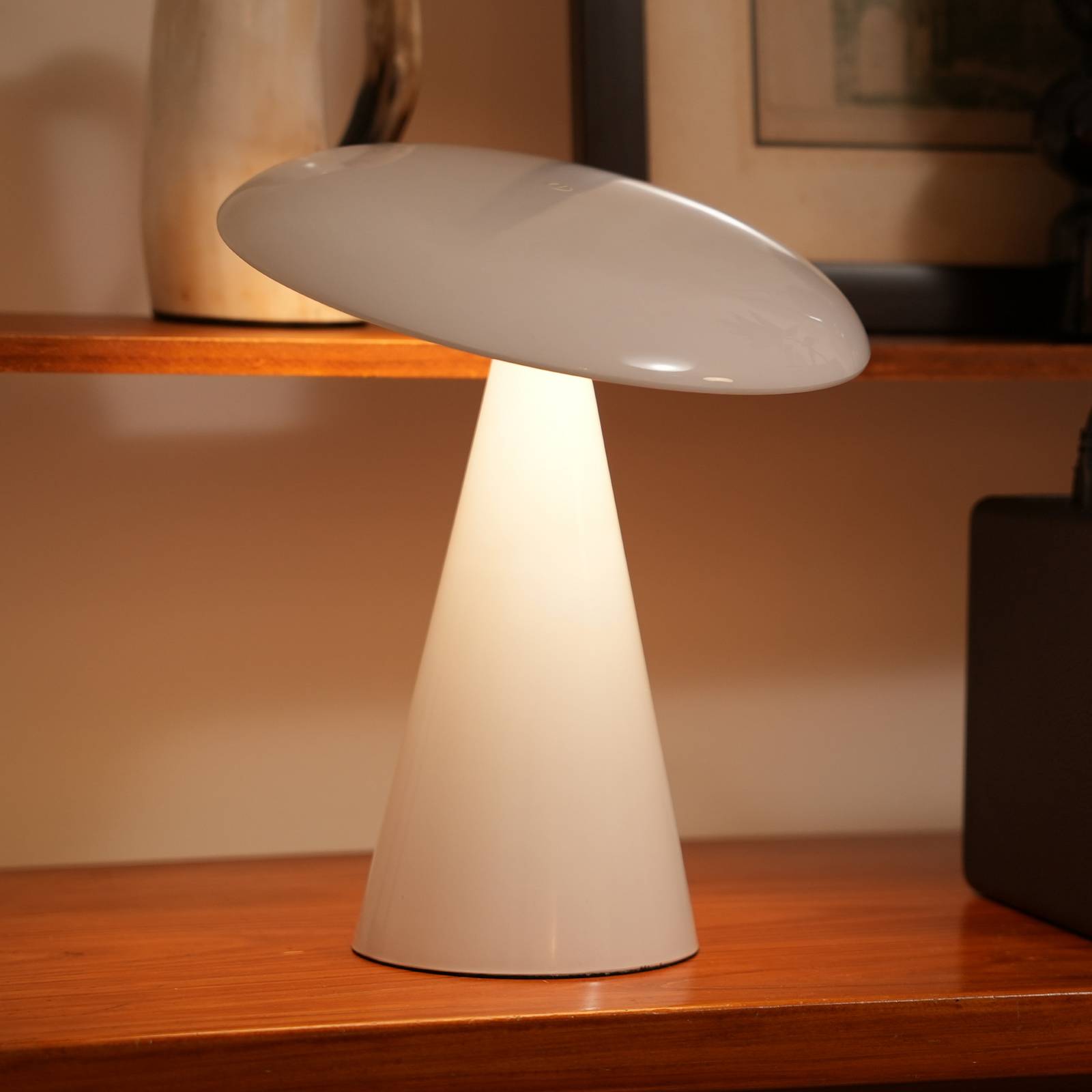 Beacon Lighting Lampe à poser LED rechargeable Beacon Kinoko, blanche, 27 cm, CCT