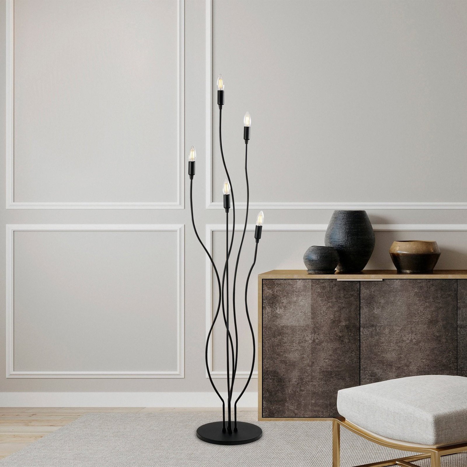 Grīdas lampa Bonibon 13231 melna metāla augstums 155 cm 5 gaismas