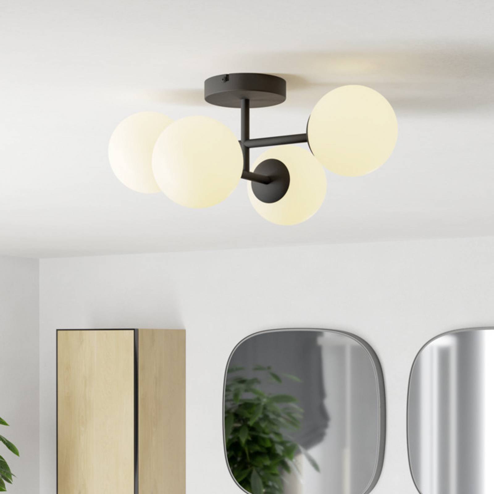 EGLO plafondlamp CASTROVIDO zwart 48 cm 4-lamps IP44 G9-LED