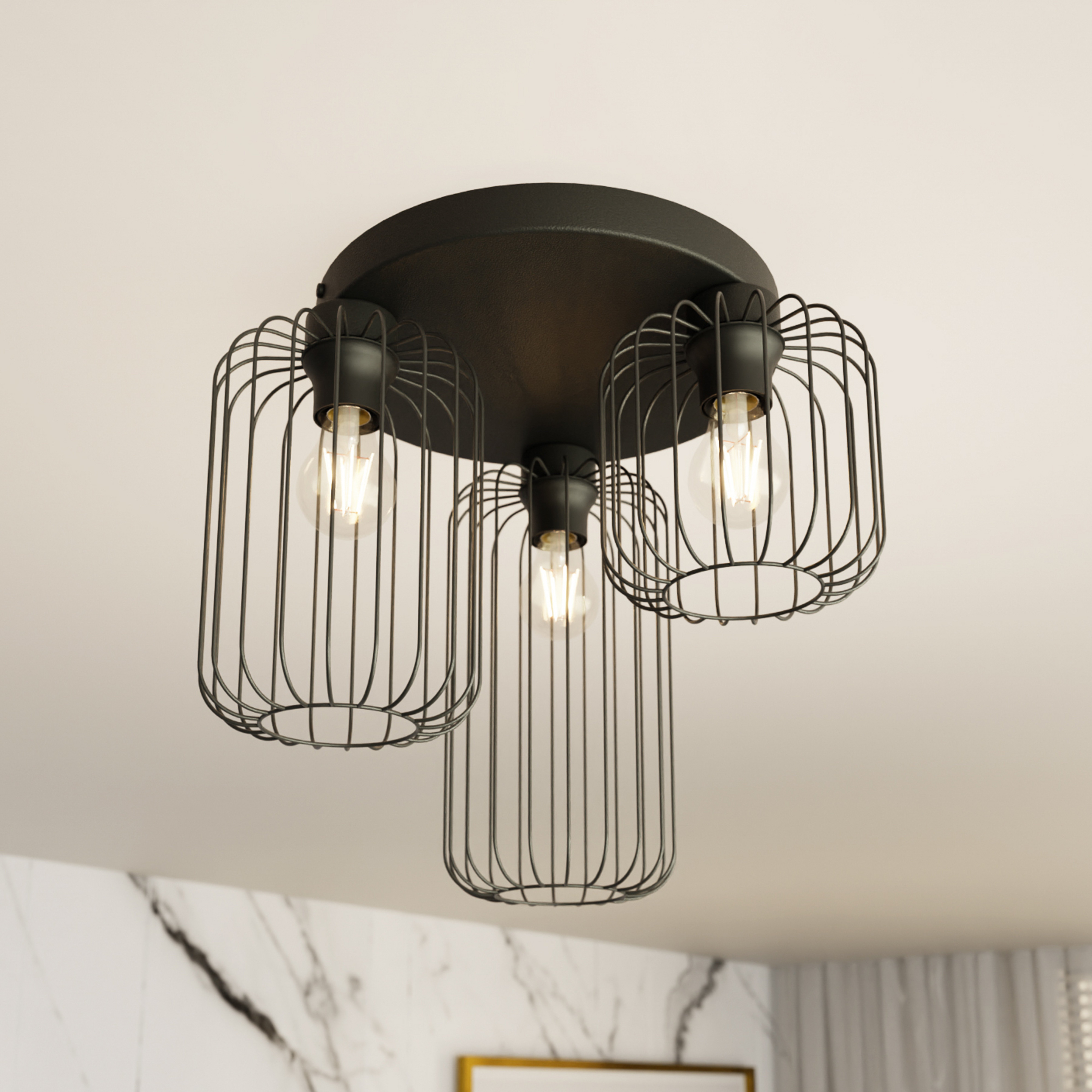 Laelamp Barn, 3-põletiga, Ø 30 cm, must, metall, E27