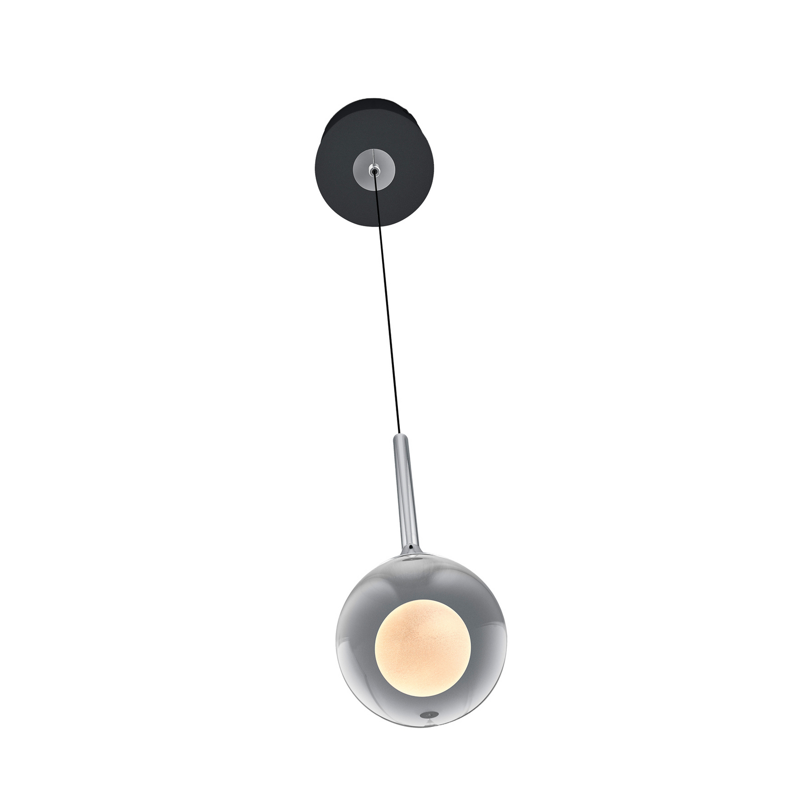LED piekaramā lampa „Calista“, hroma krāsā, Ø 10 cm, metāls/stikls, CCT