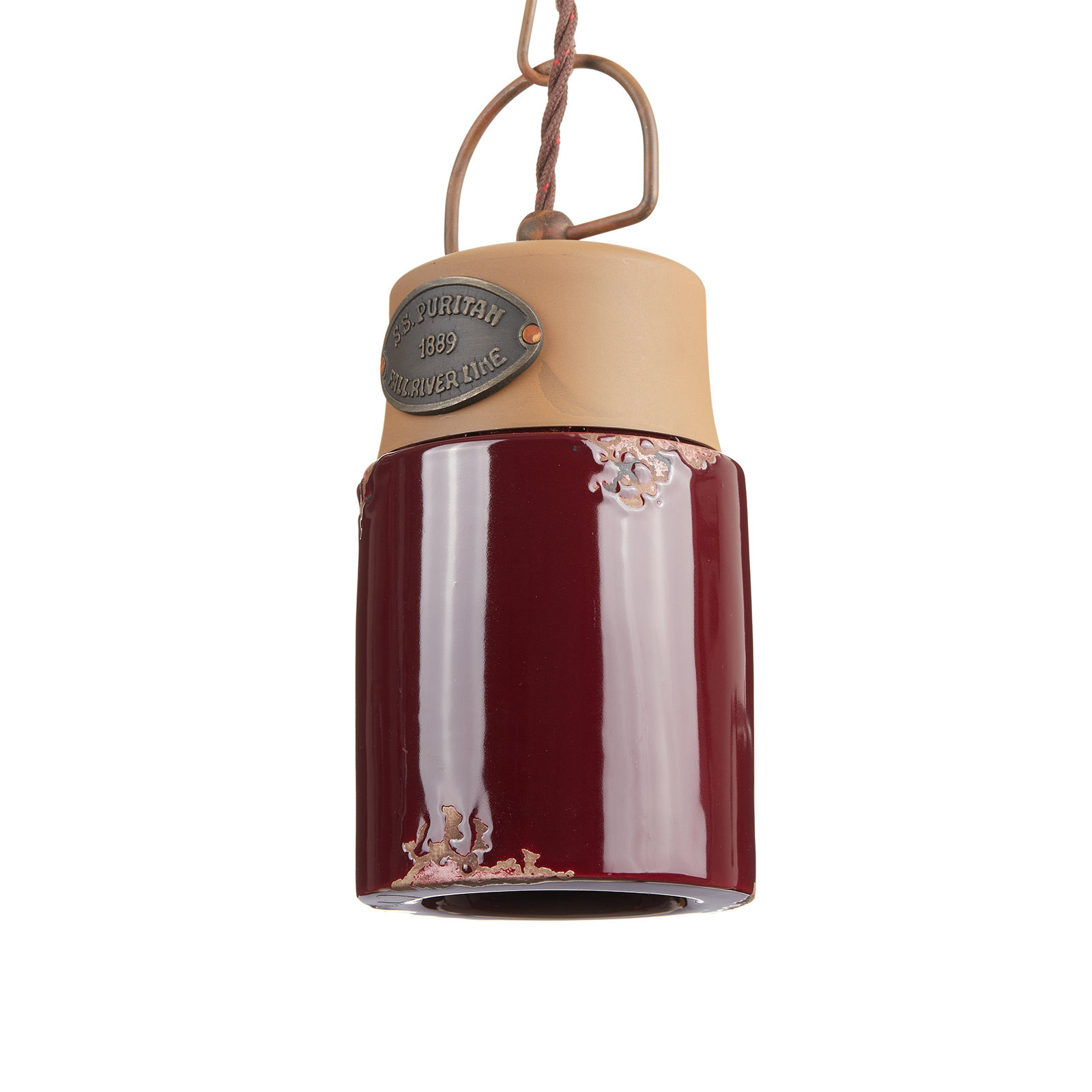 Ferroluce Lampă suspendată C1620 ceramică și metal bordo - Camera de zi / sufragerie - Vintage - bordo brun-ruginiu
