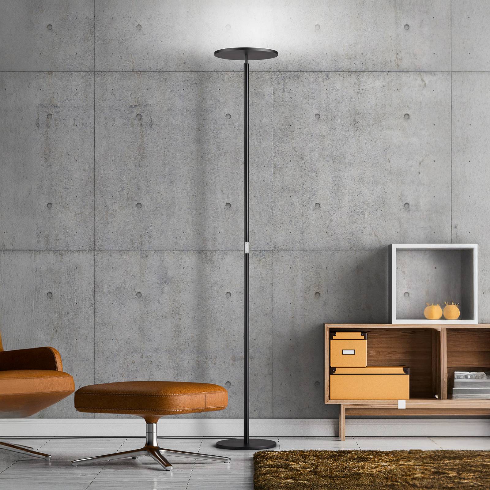 Lampa stojąca LED Aura, sterowanie gestami, w kolorze niklowym, wysokość 184 cm
