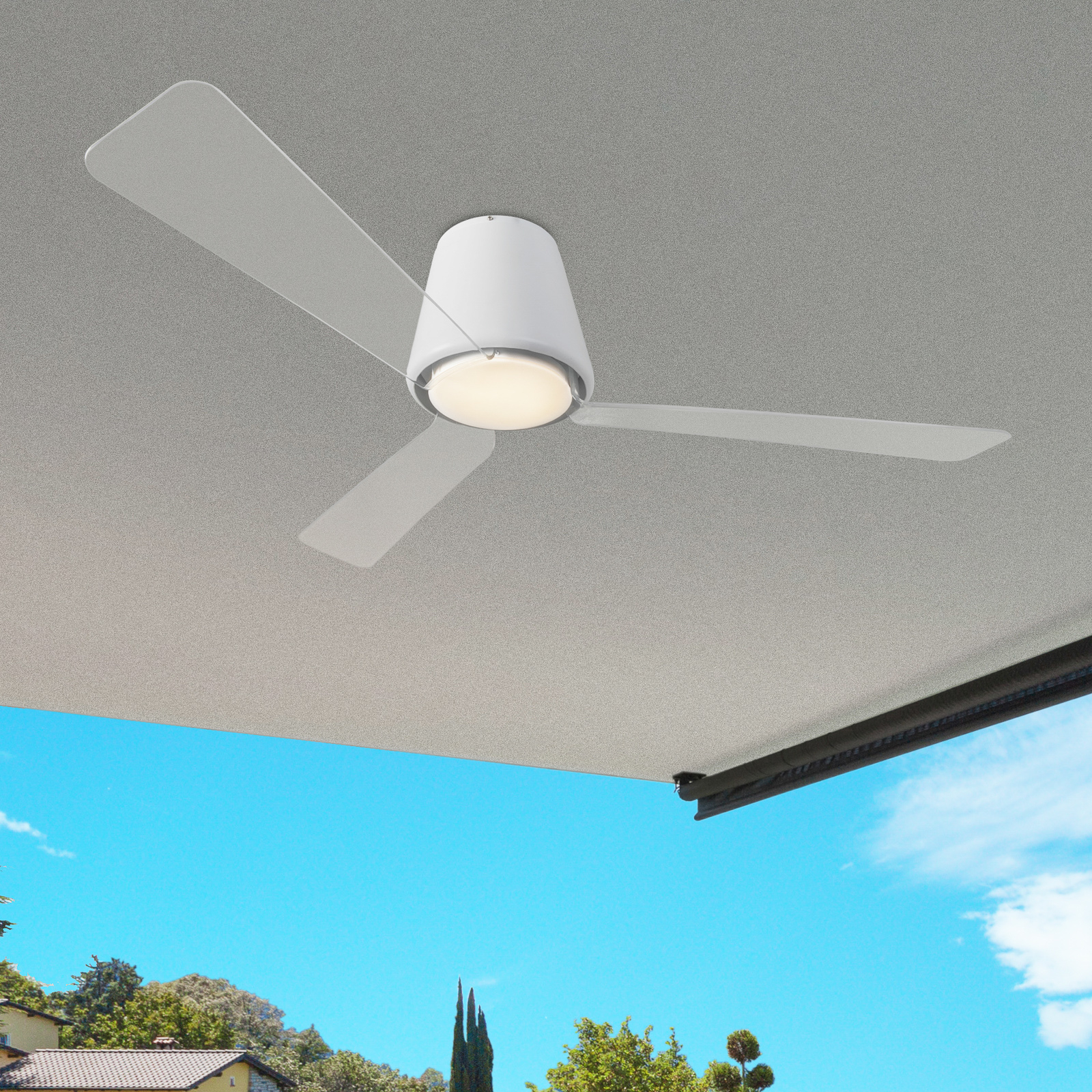 Zeitloser Deckenventilator Garbí mit LED-Licht