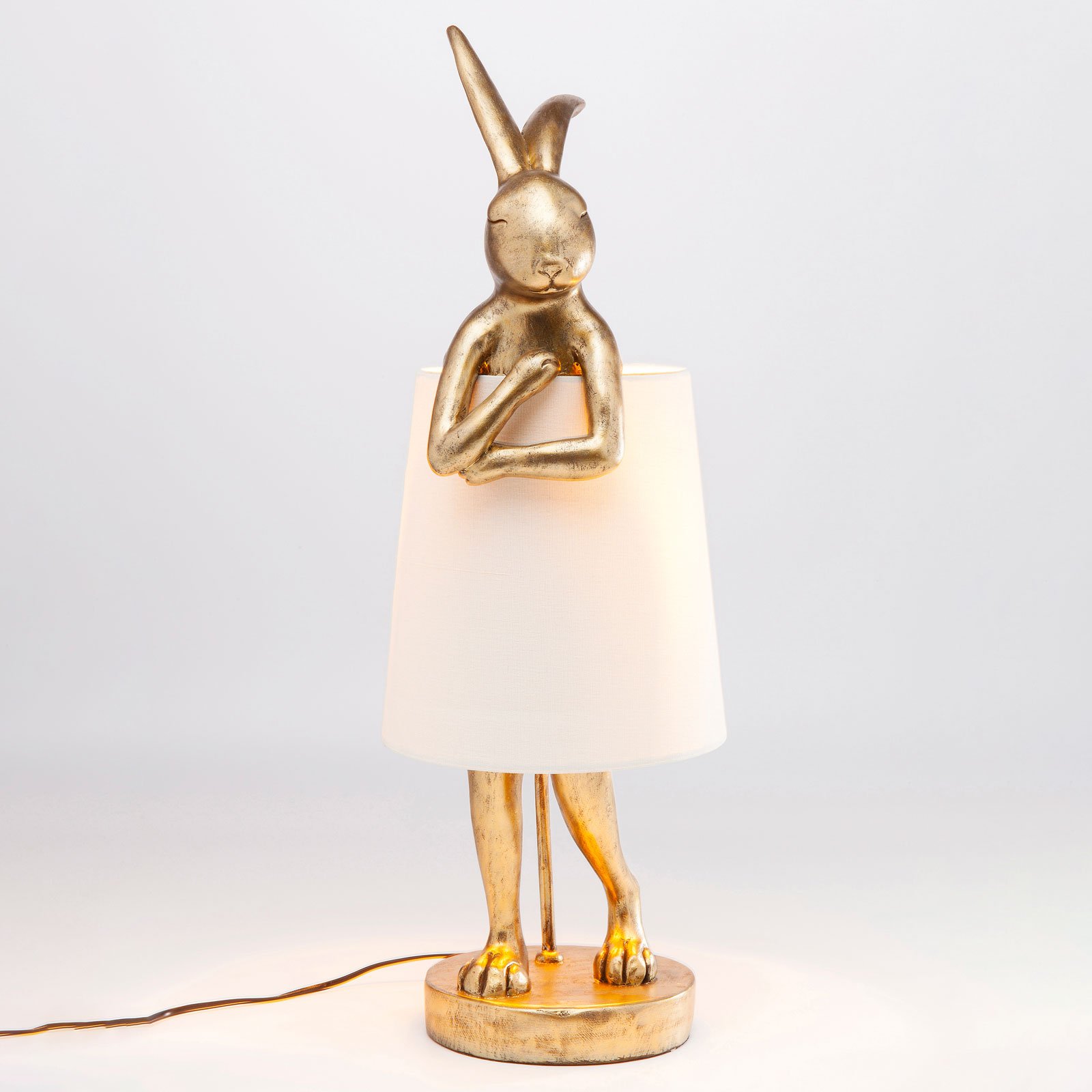 KARE Stolná lampa Animal Rabbit zlatá/biela