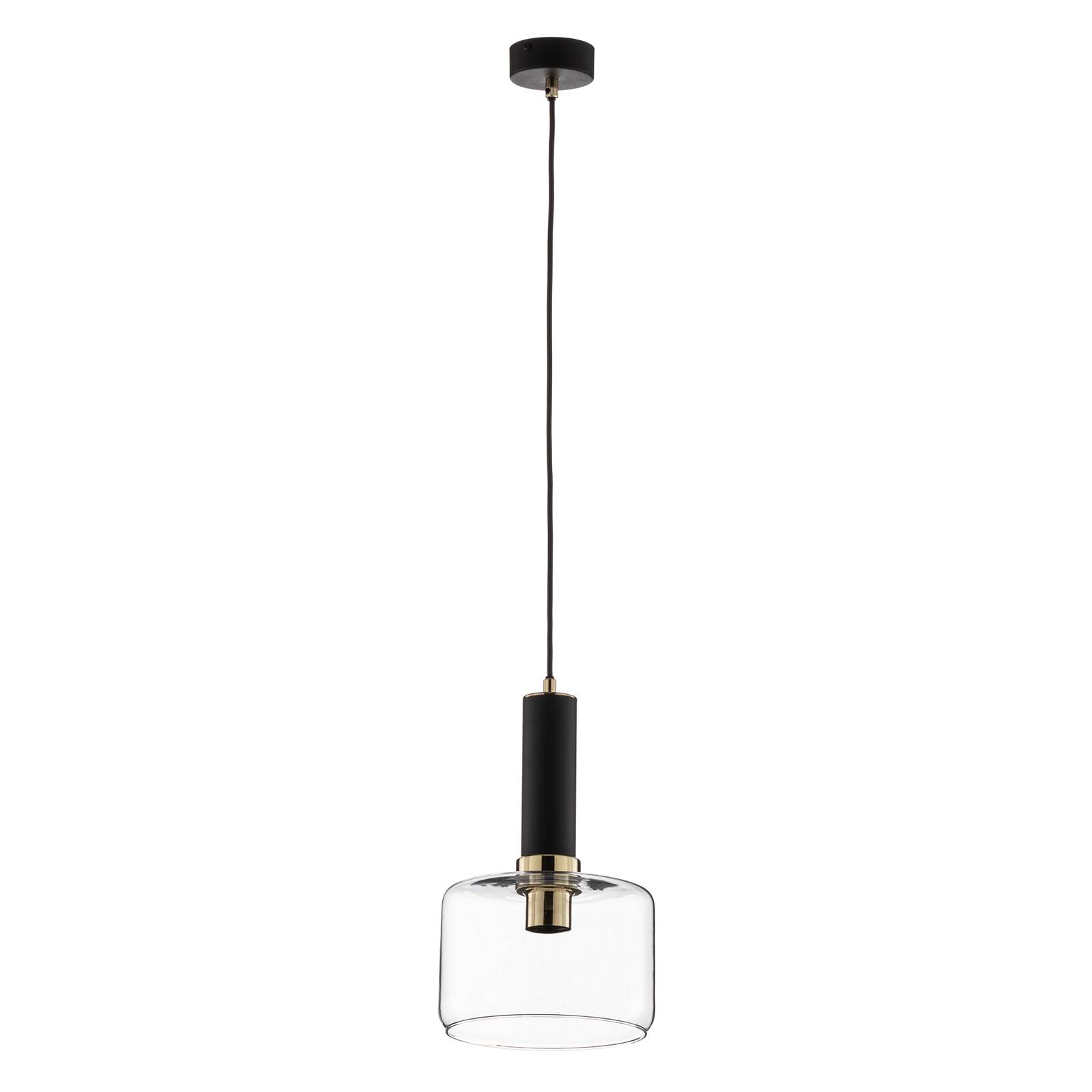 Viva hanging light, clear/black/brass, 1-bulb