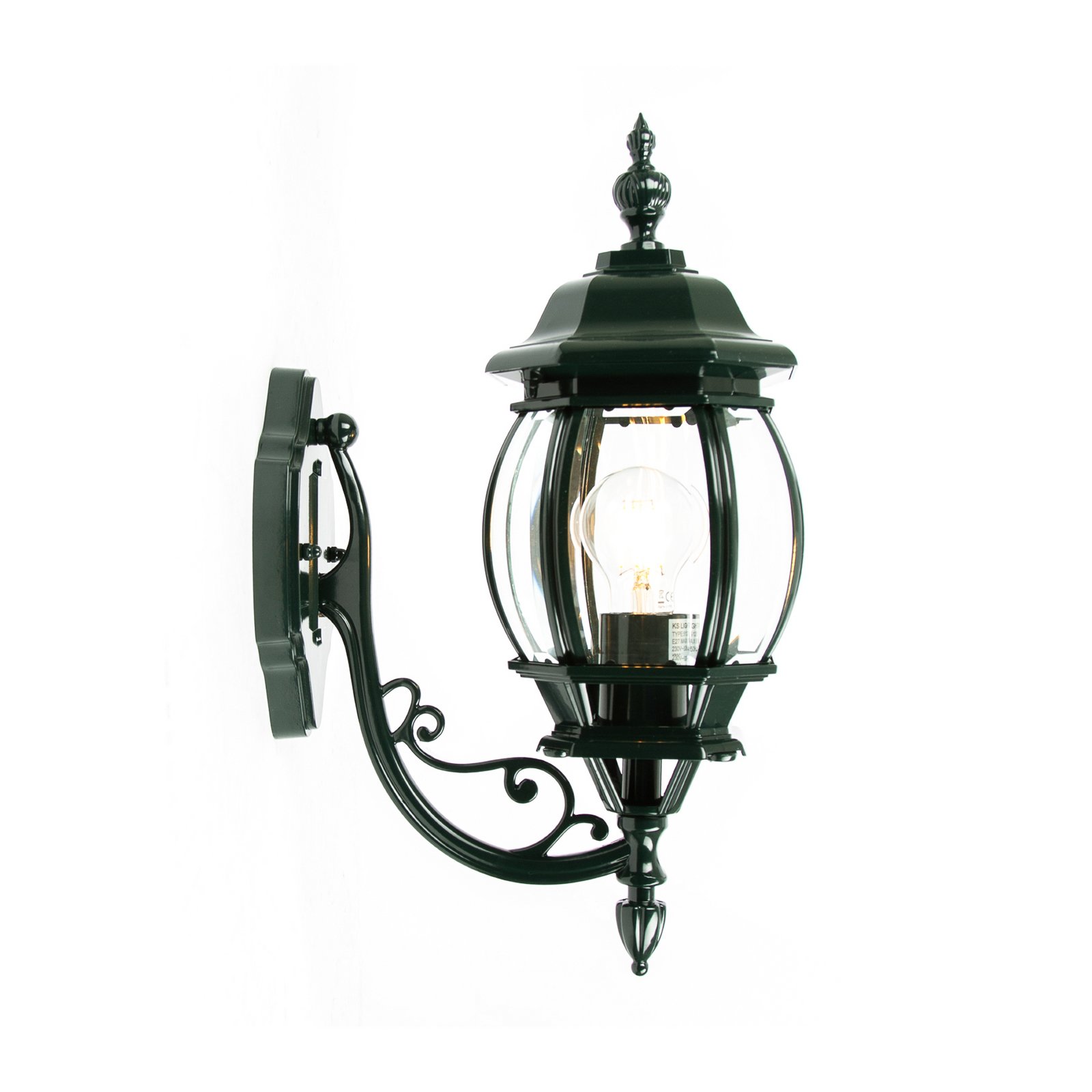 Vonkajšia nástenná lampa Andrew z krištáľového skla stojaca zelená