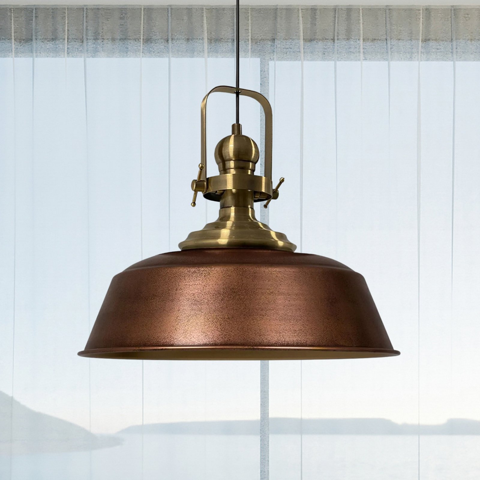 Lampada a sospensione Marei, rame brunito, Ø 40 cm, metallo, E27