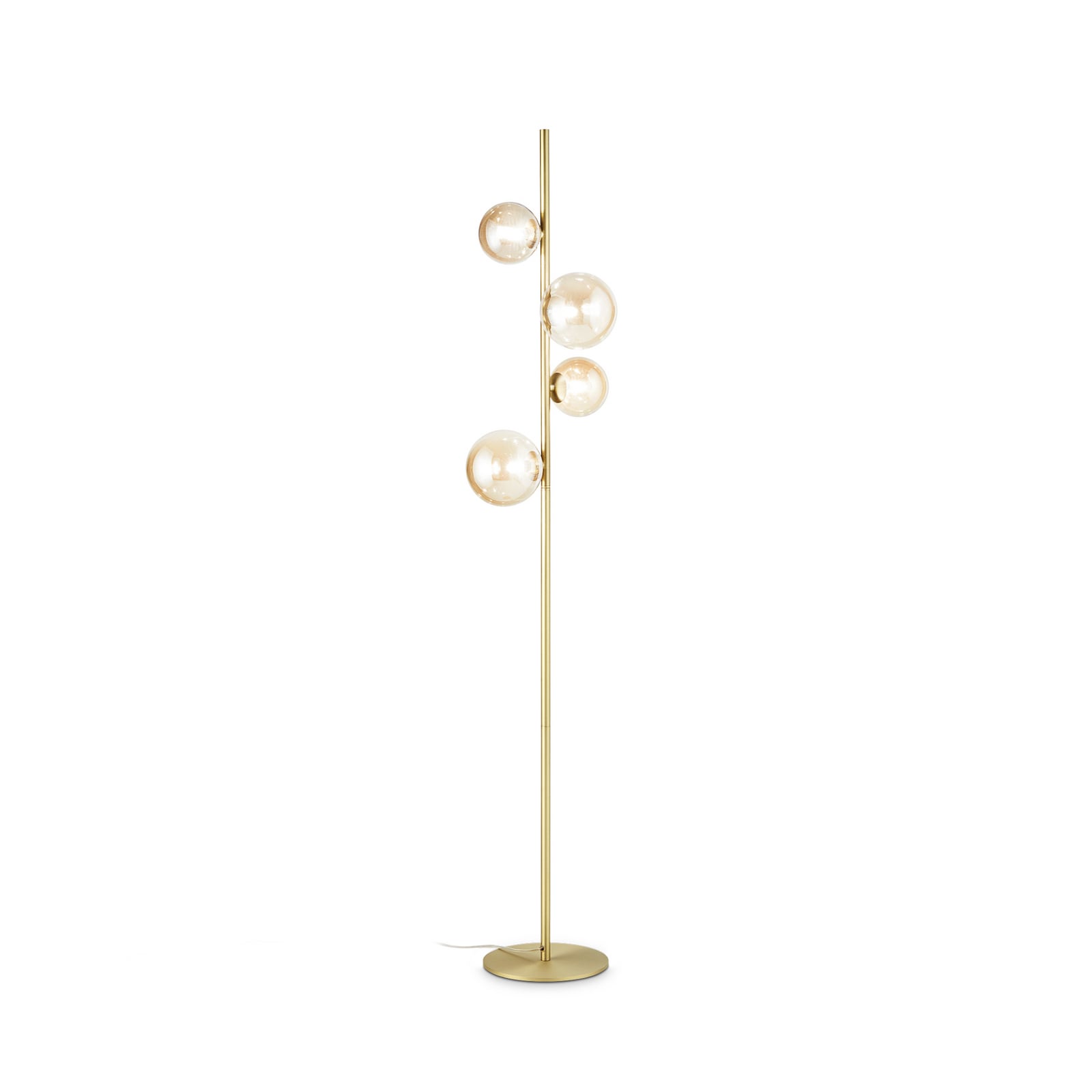 IDEAL LUX -maavalaisin Perlage, messinki/keltainen, korkeus 164 cm, 4-lamppuinen IDEAL LUX -maavalaisin Perlage, messinki/keltainen, korkeus 164 cm, 4-lamppuinen