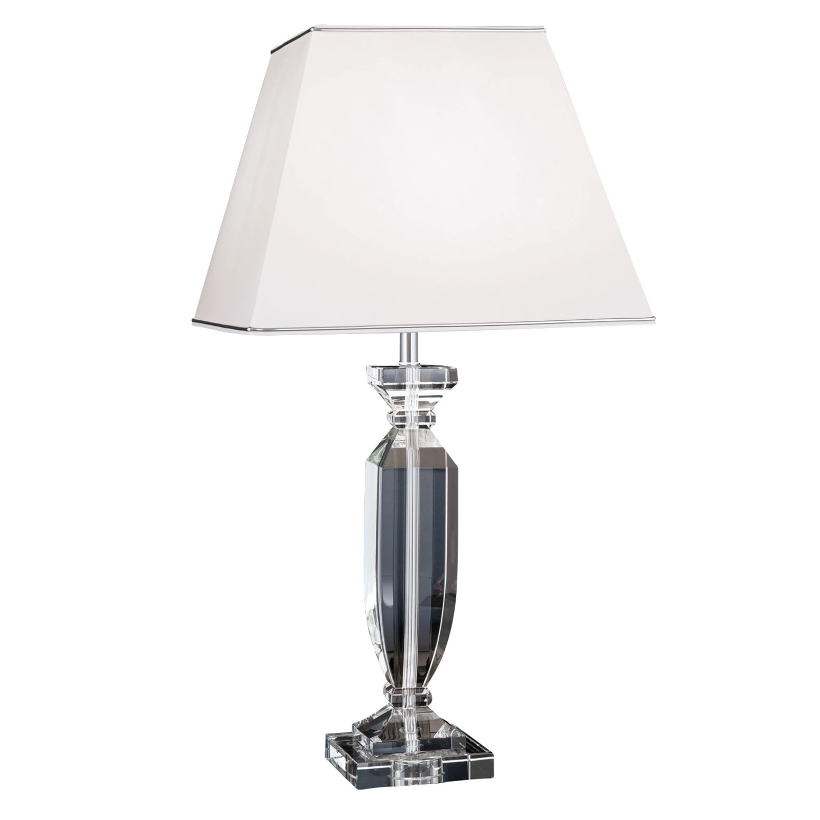 Lampada da tavolo Pokal con cristallo cromo/bianco