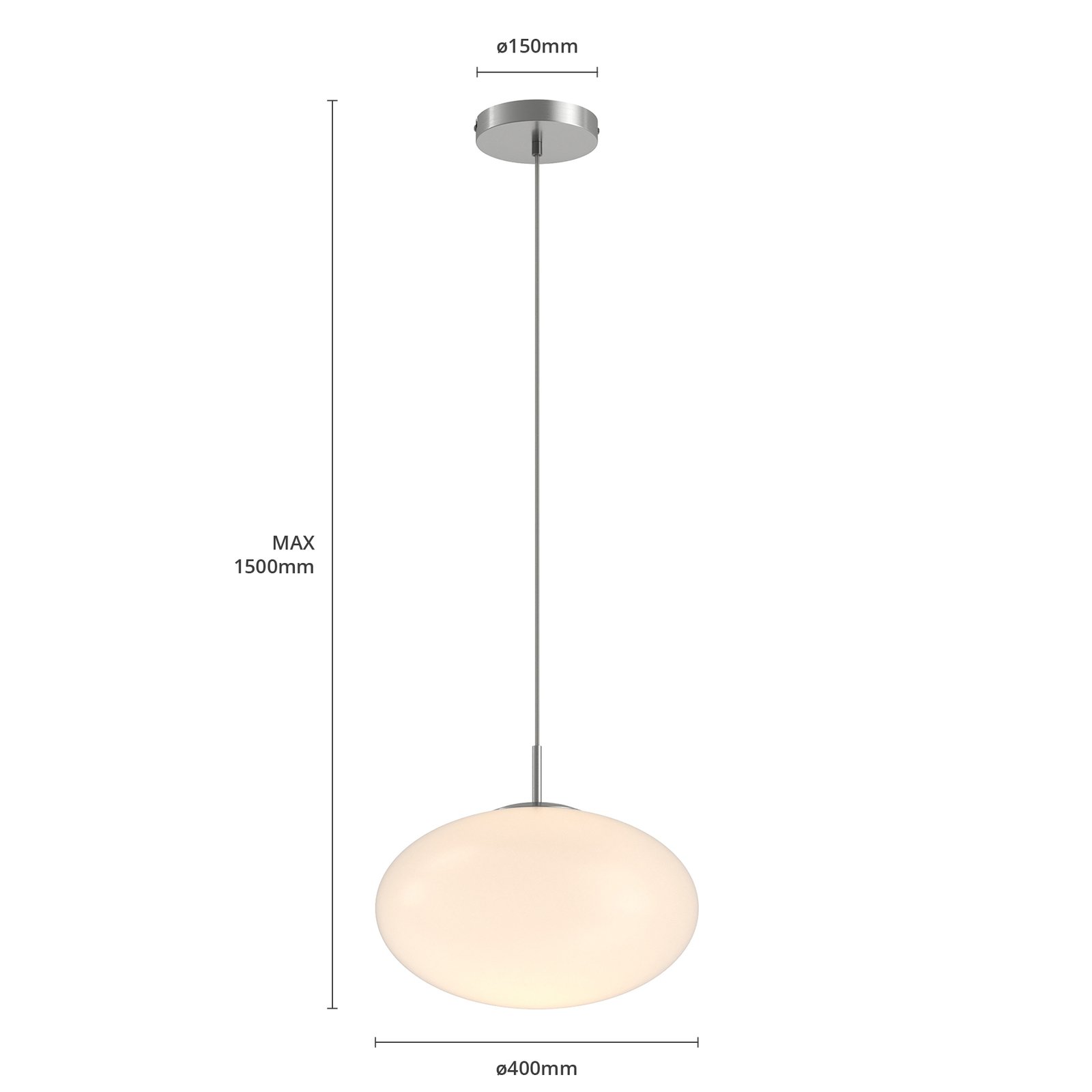 Lindby Hängeleuchte Sonika, Ø 40 cm, nickelfarben, Glas, E27