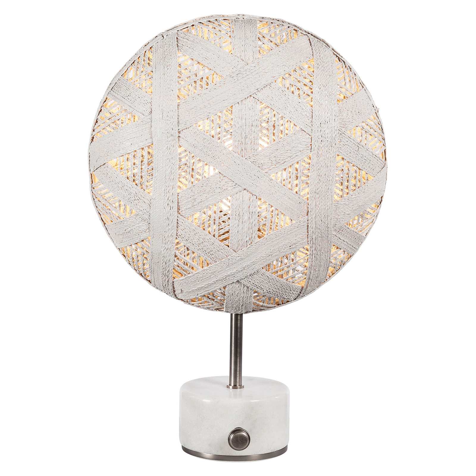 Forestier Chanpen S Hexagonal table silver/white, for Living / Dining Room, hemp, metal, marble, E27, 60 W, energy efficiency: A++, H: 41 cm