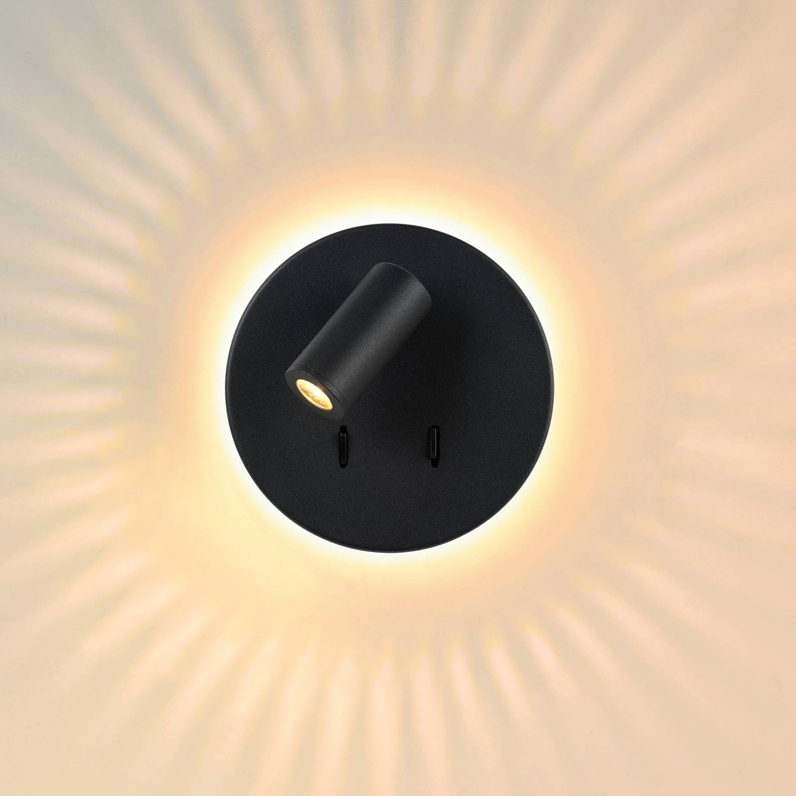 Lucide Bentjer LED-væglampe 2 lyskilder sort