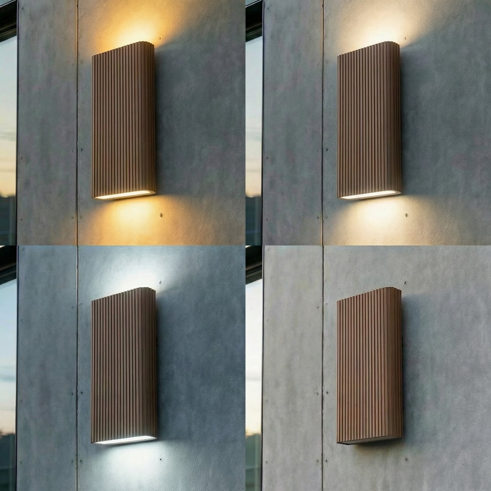 Lucande utendørs LED-vegglampe Raija, mørkebrun, høyde 40 cm, CCT