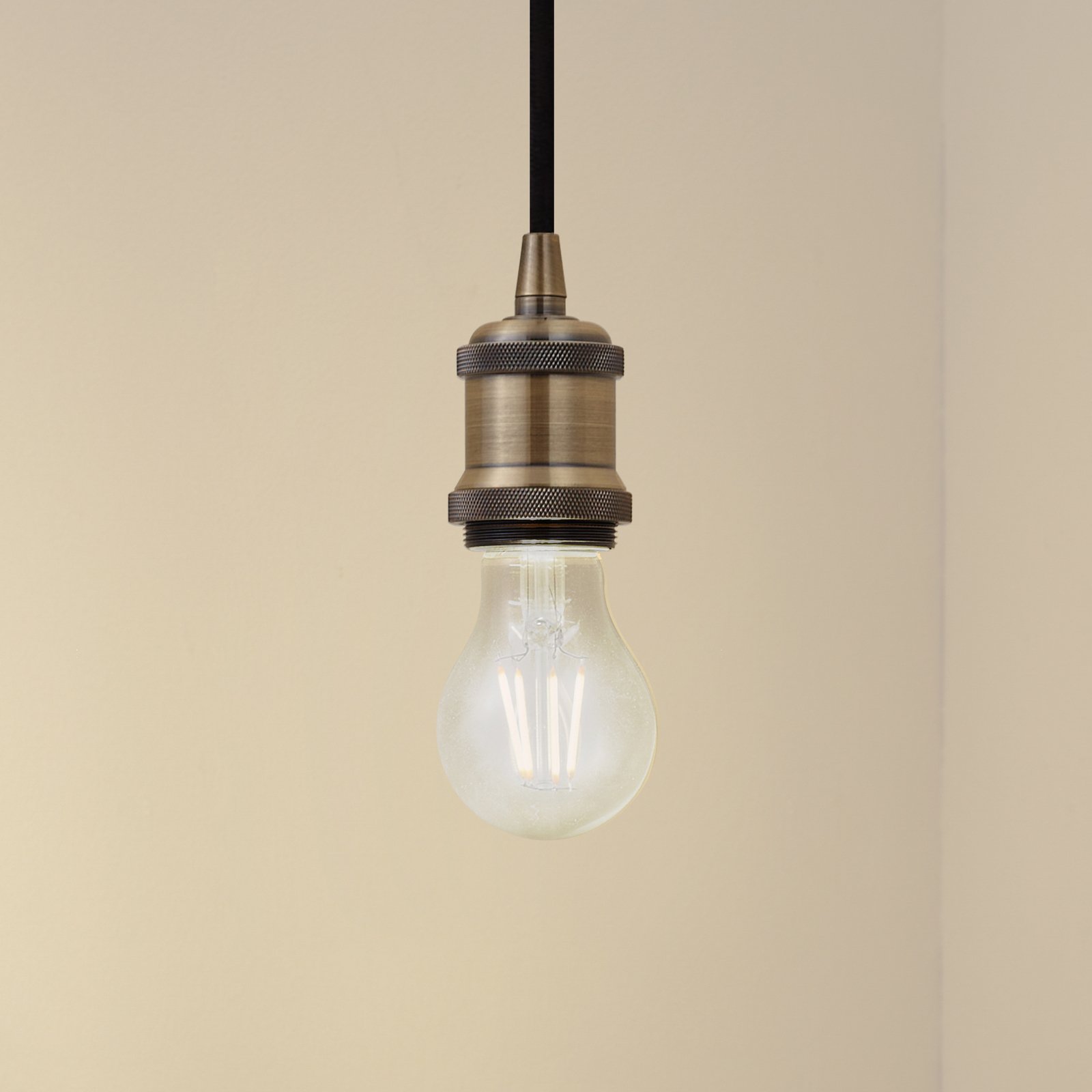 Hattie pendant light, E27 socket, Ø 5 cm, brass, metal - Lindby
