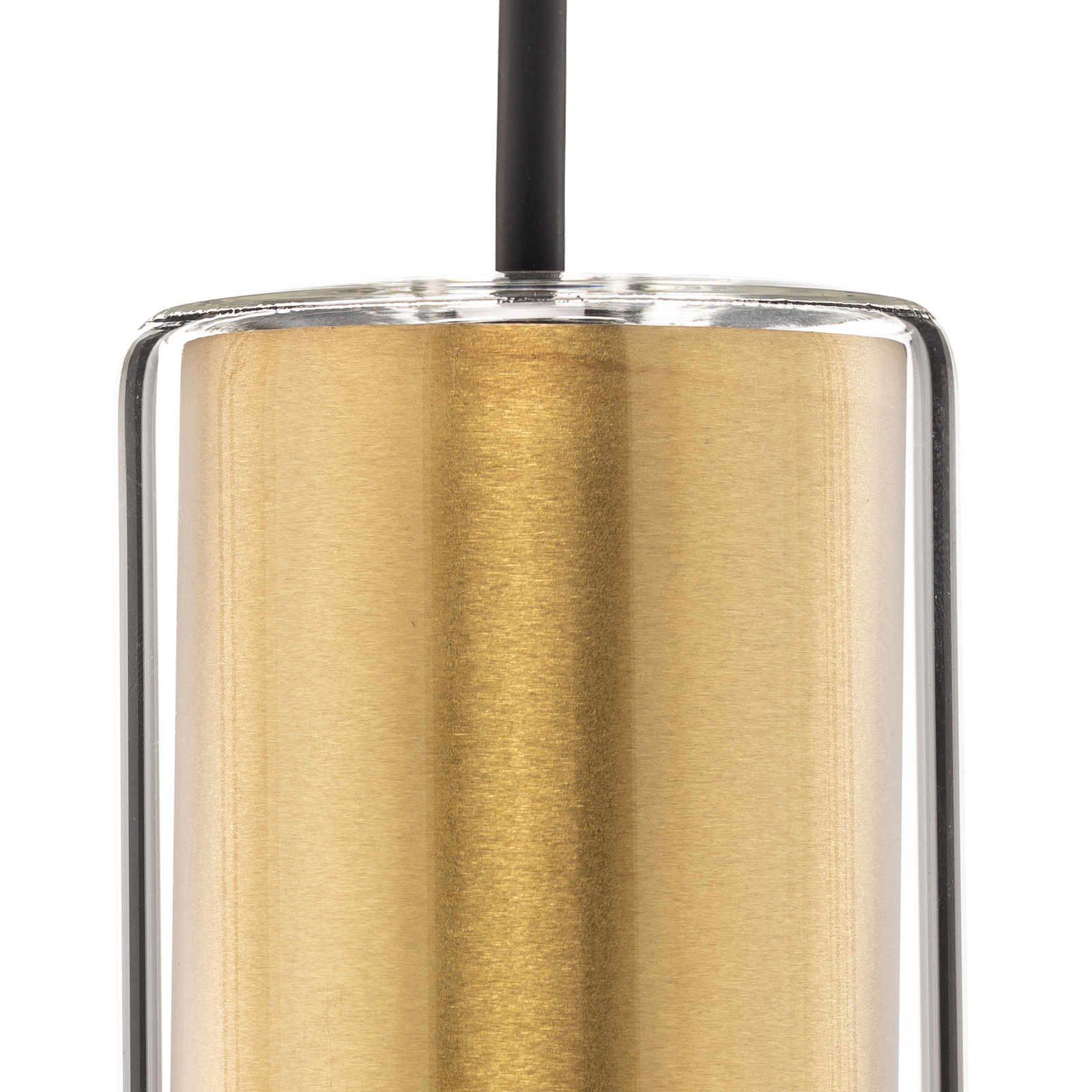 Cilinder hanglamp, helder/messing, hoogte 15 cm