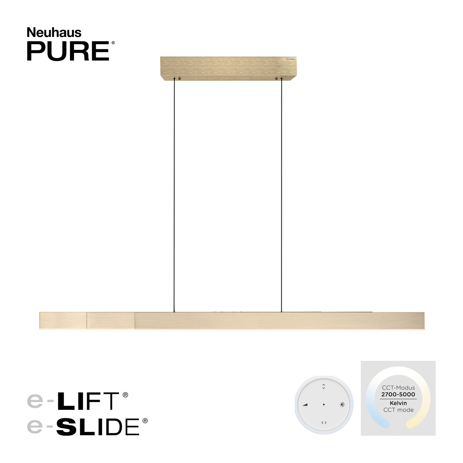 Suspension LED Moto-Rise, or impérial, aluminium, CCT - PURE Suspension LED Moto-Rise, or impérial, aluminium, CCT - PURE