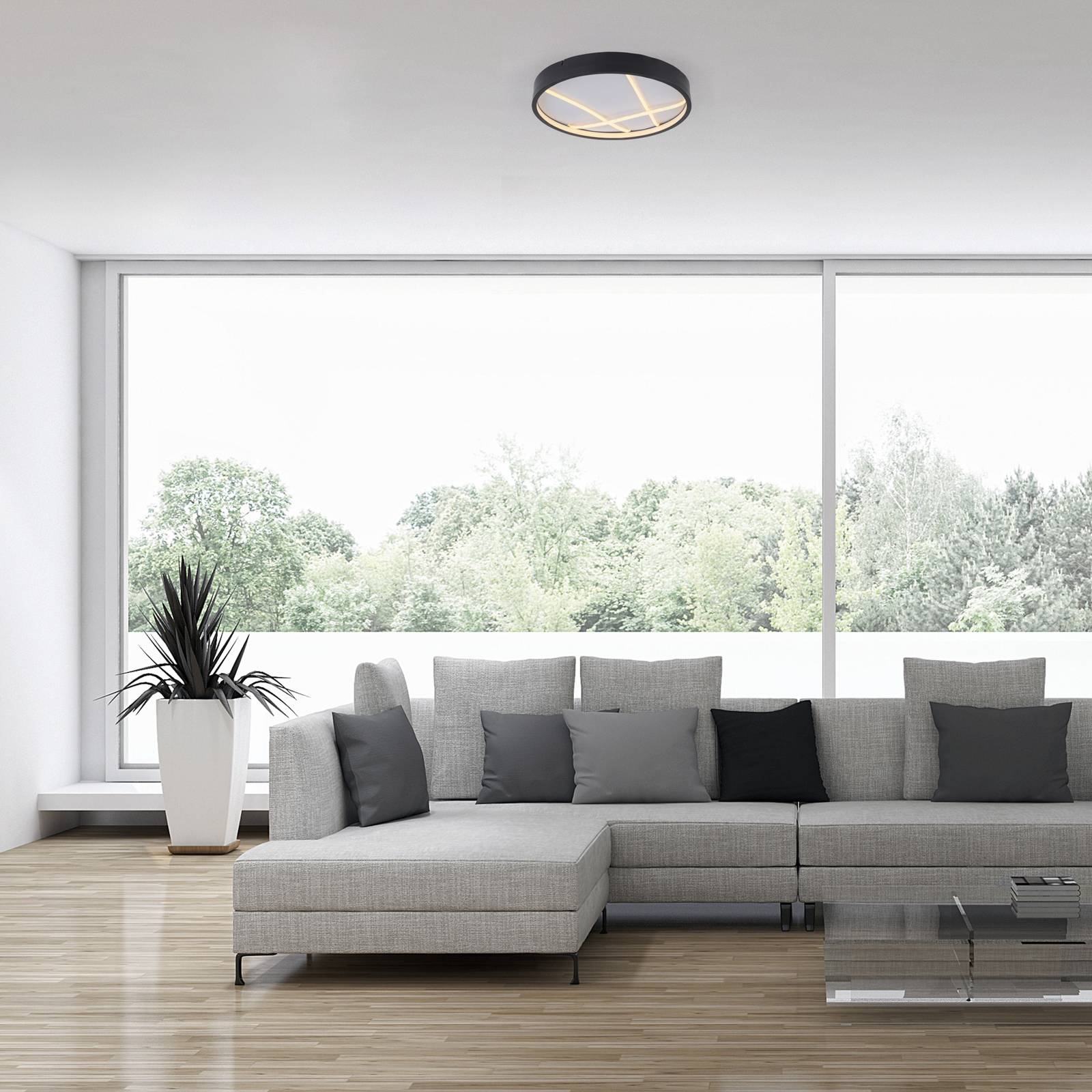 JUST LIGHT. lampa sufitowa LED Mikado, Ø 40 cm, czarna
