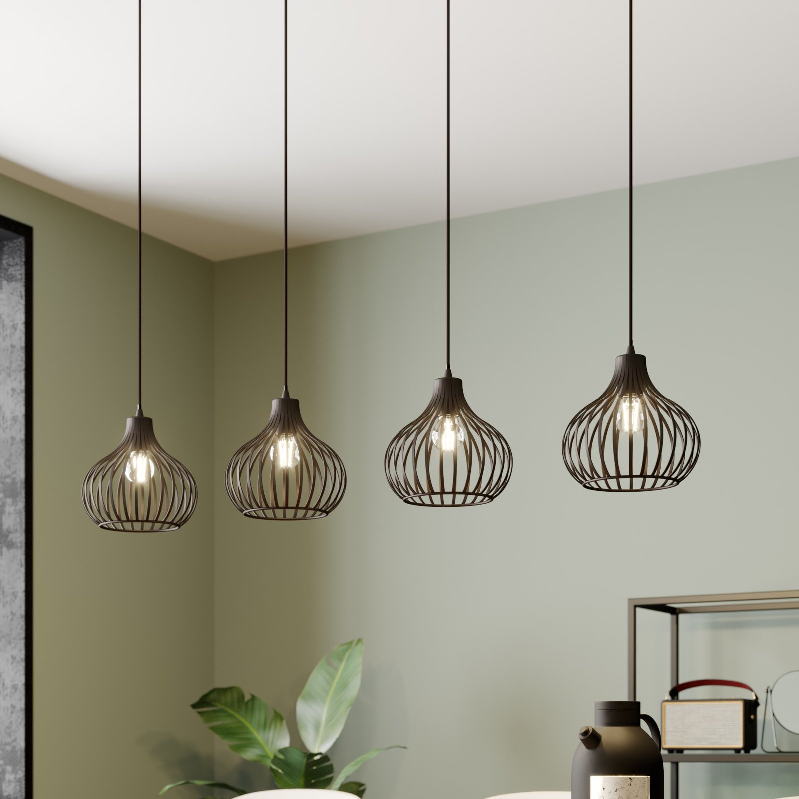 Lindby Frances hanglamp, bruin, 4-lamps