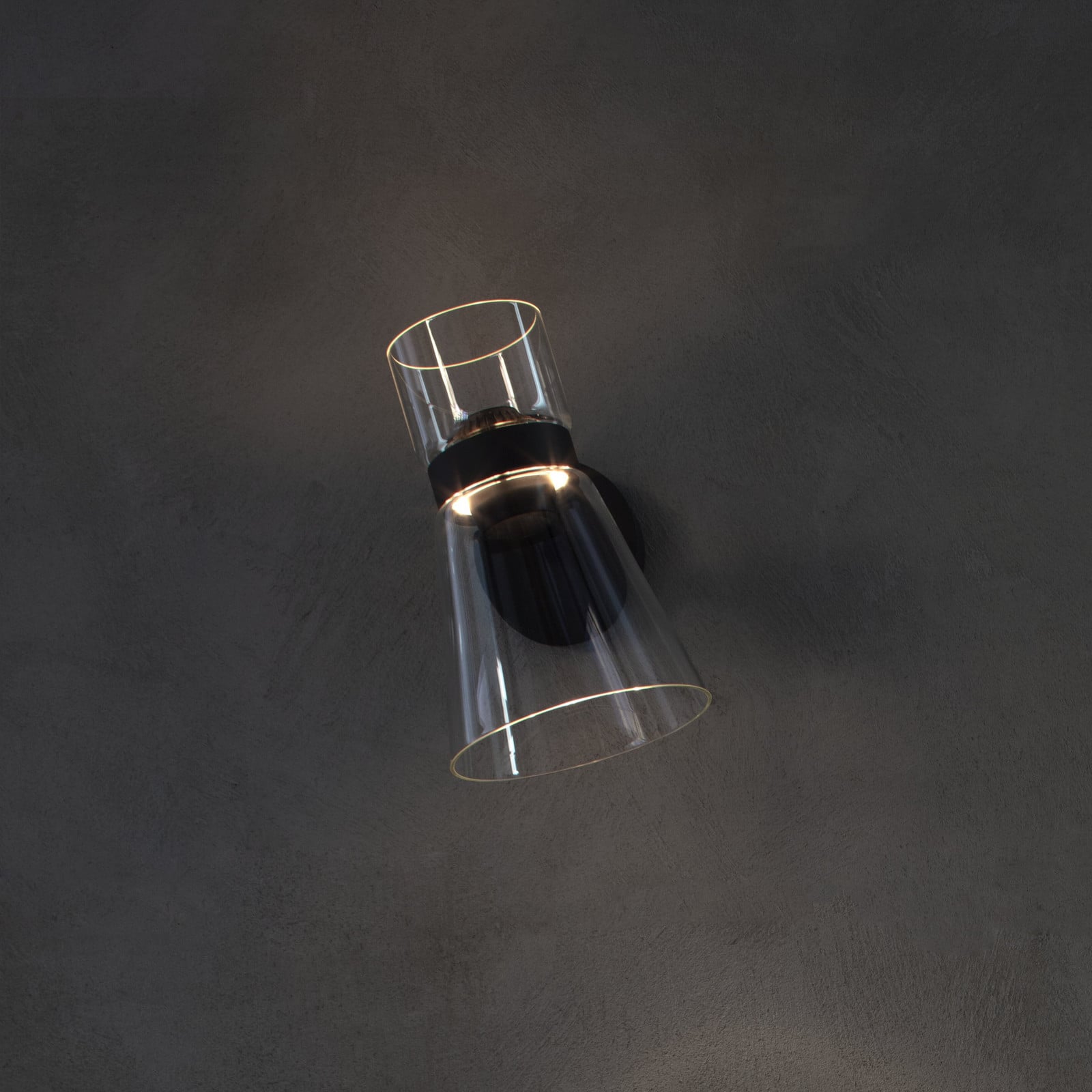 Aplică de perete LED FLOS Nocturne Cone negru sticlă dimabil - Camera de zi / sufragerie - Design - negru transparent - Aluminiu