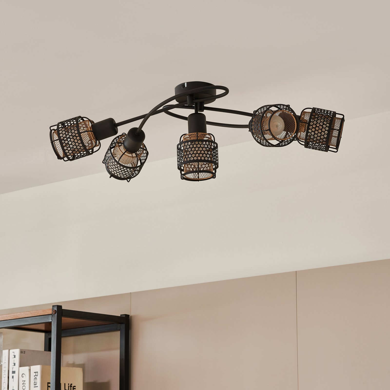 Eudoria 5 Round Stropní Lampa Black/Gold - Lindby