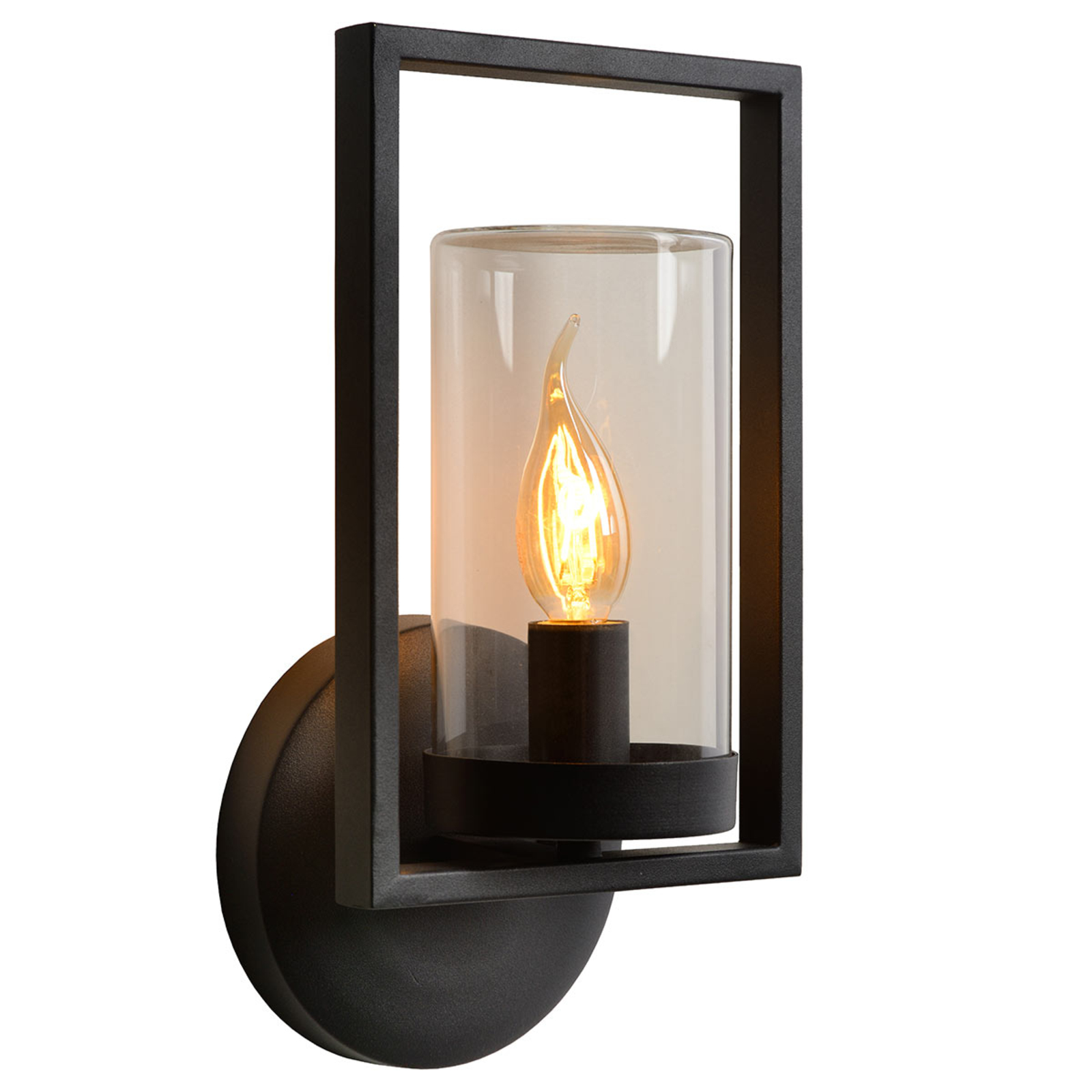 Lucide Outdoor wall light Nispan with metal frame, metal, glass, E14, 40 W, energy efficiency: A++, W: 16 cm, H: 31.5 cm