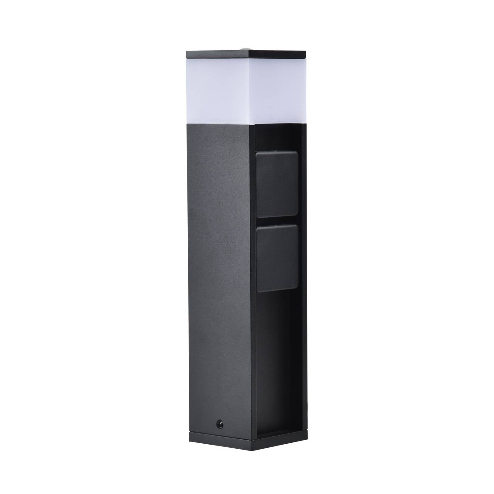 LED-sokkellampe MAINS, mørkegrå, 37 cm, IP54, 2 stikkontakter