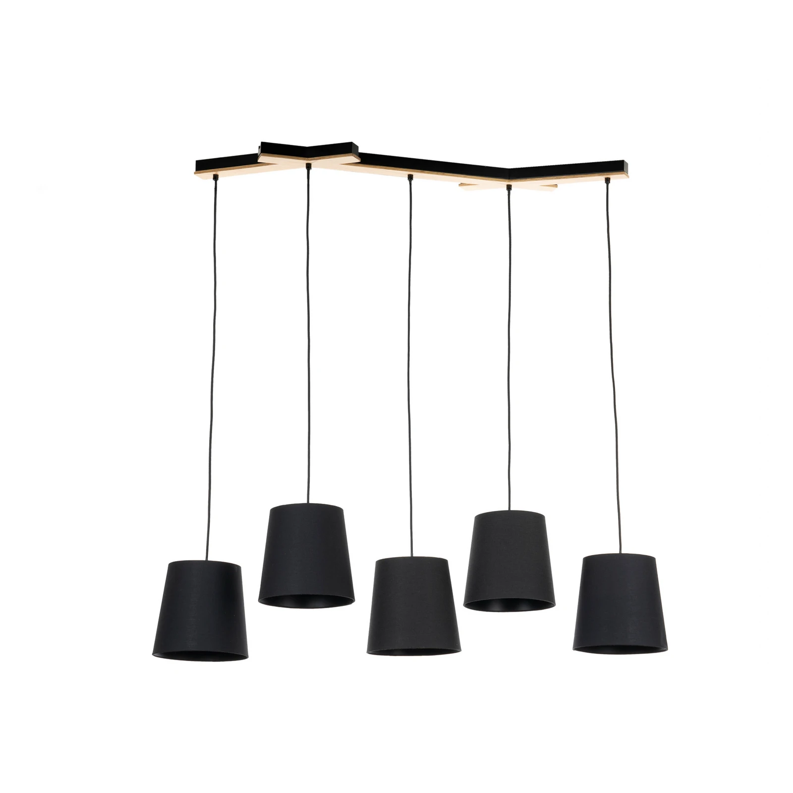 Viseća lampa Lucande Thamila, crna, hrast