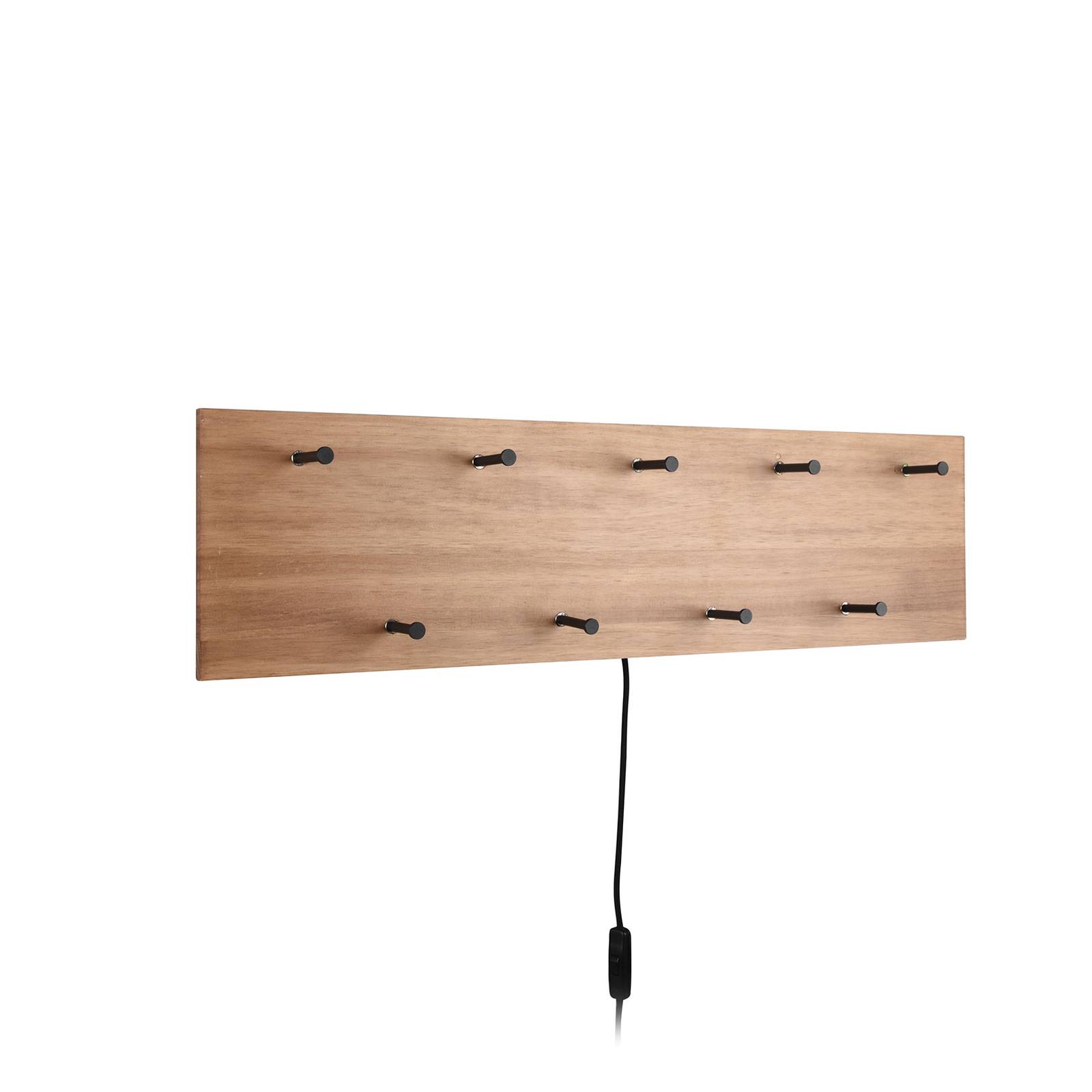 Lindby Loana LED wood wardrobe, 9 hooks