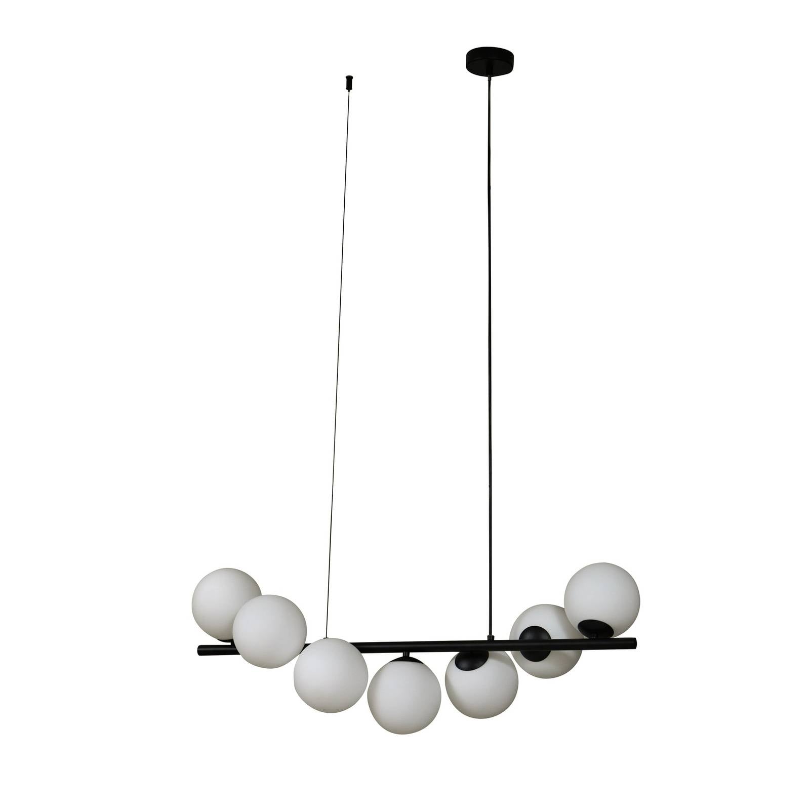Lucande Hängeleuchte Isandro, schwarz / opal, 7-flammig