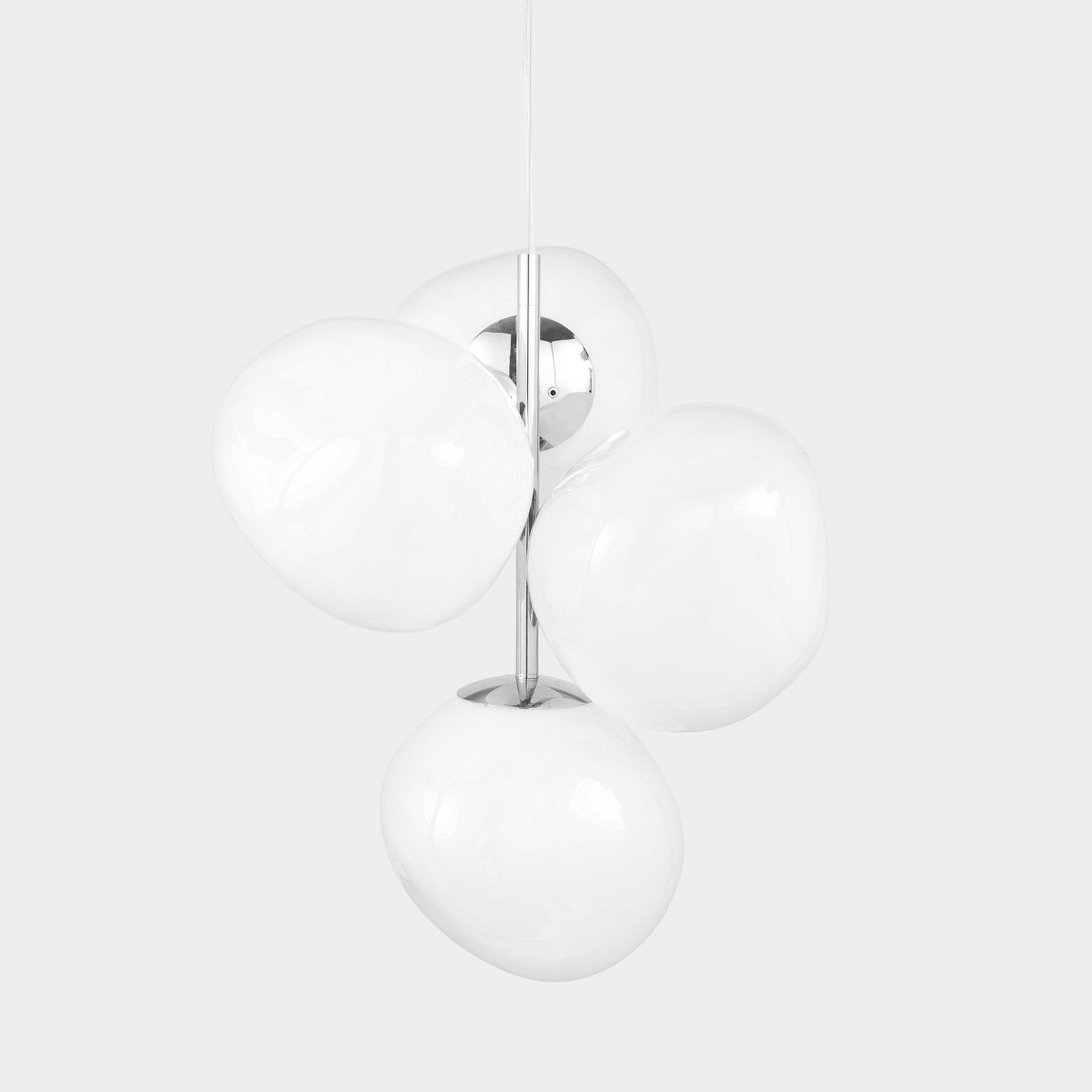 Tom Dixon Melt Chandelier Mini, opal/silver, Ø 55 cm
