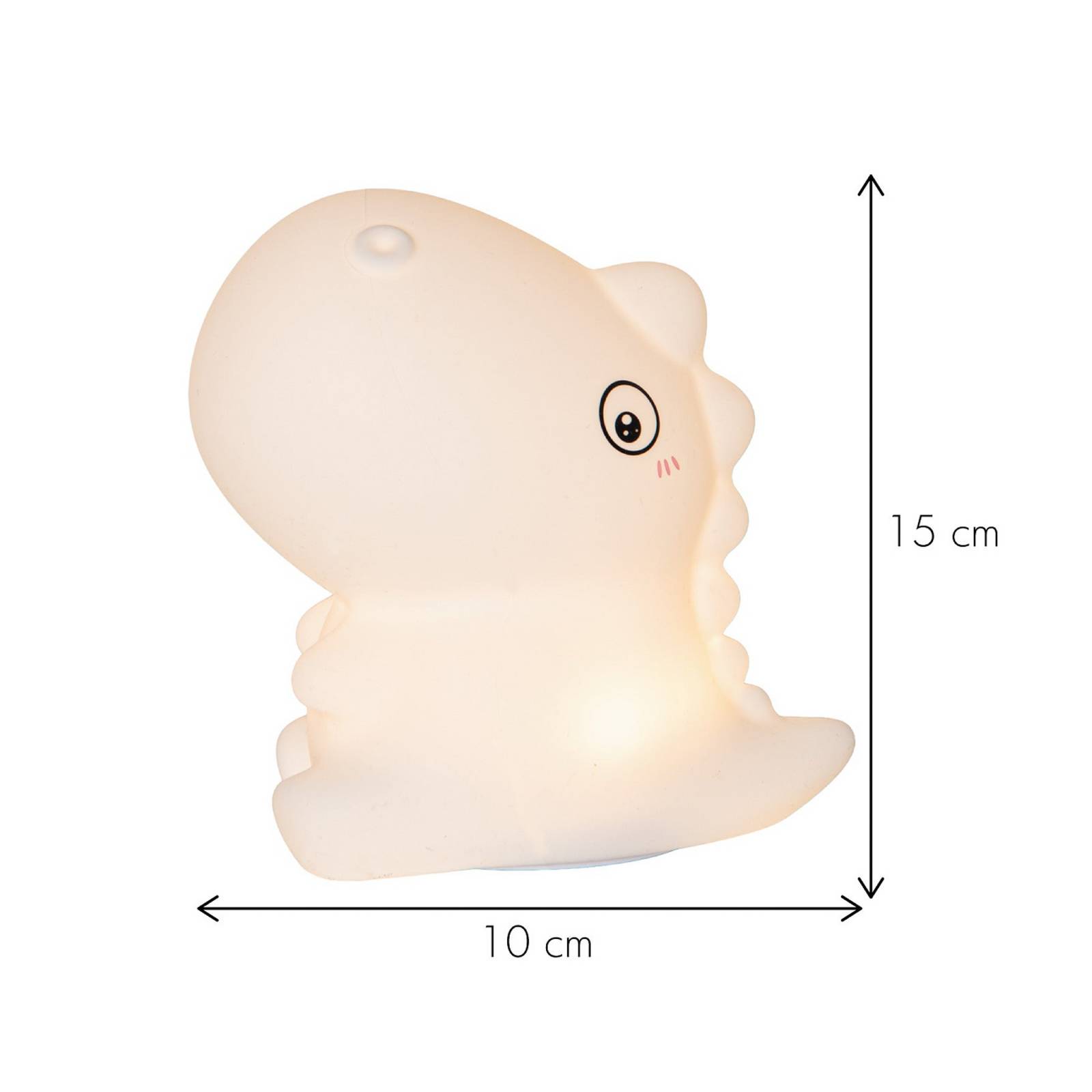 Akumulatorowa lampka nocna LED „Dino”, biała, wysokość 15 cm, RGB, sterowanie