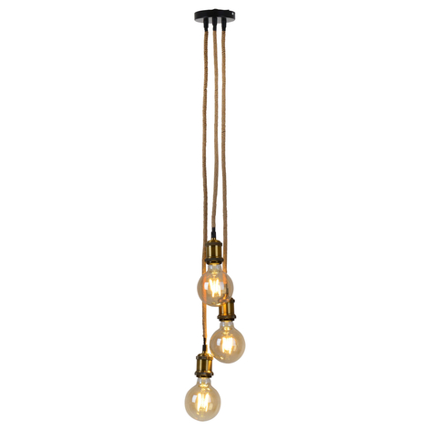 Ontario hanging light, hemp rope, 3-bulb