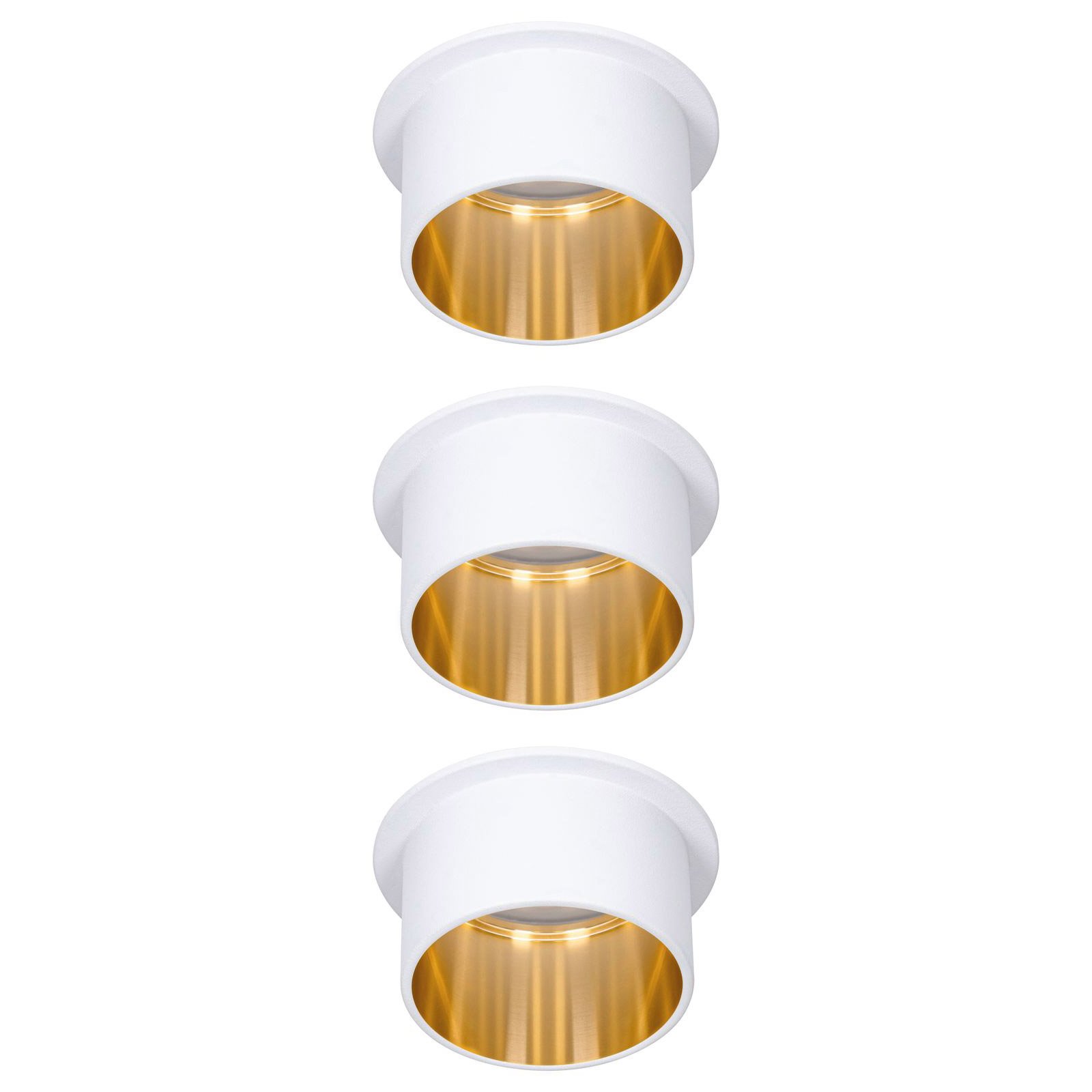Paulmann Gil LED recessed lights, white/gold 3x